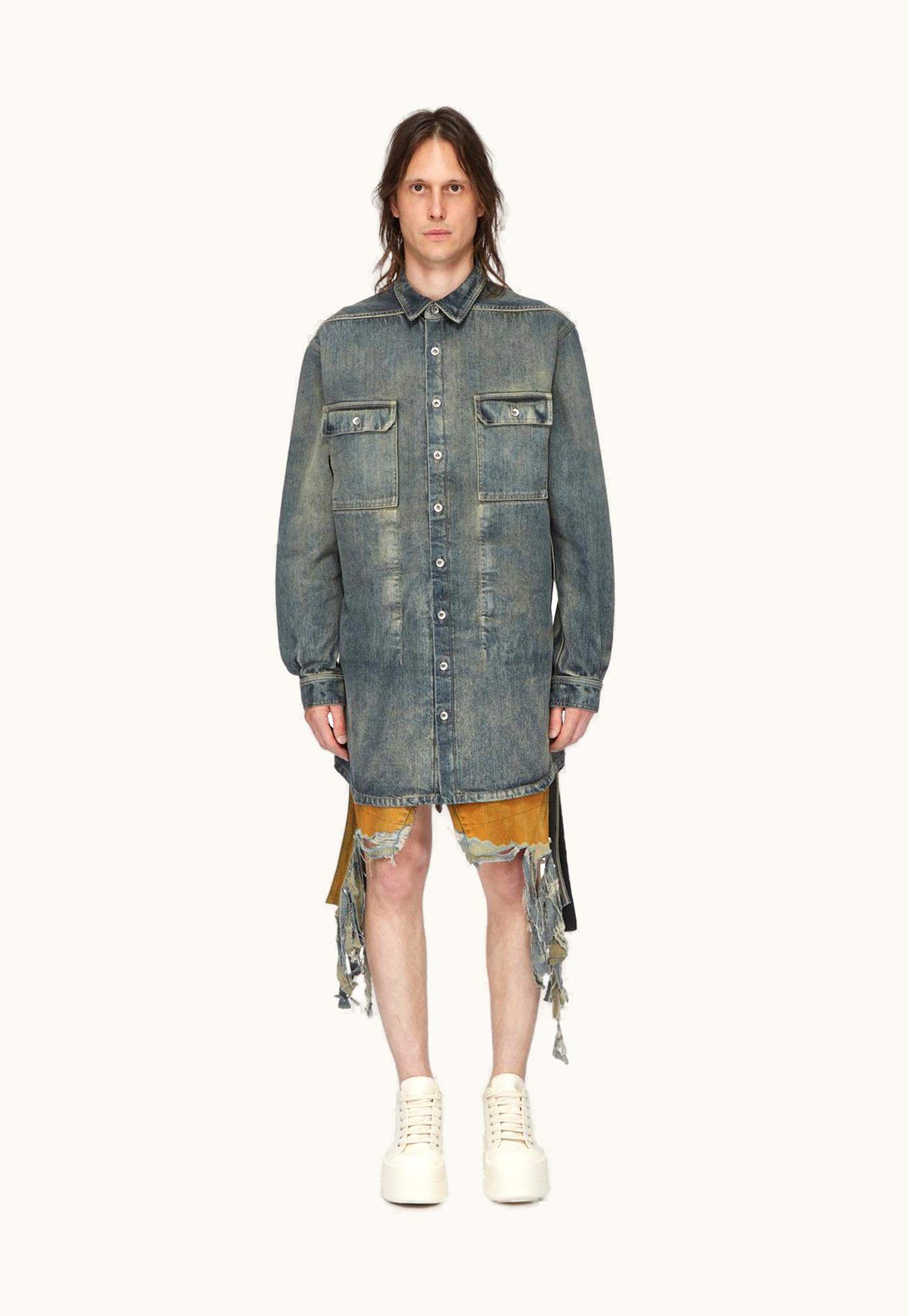 Rick Owens Rick Owens DRKSHDW SS24 Lido Jumbo Outershirt In Hustler Hustler Denim