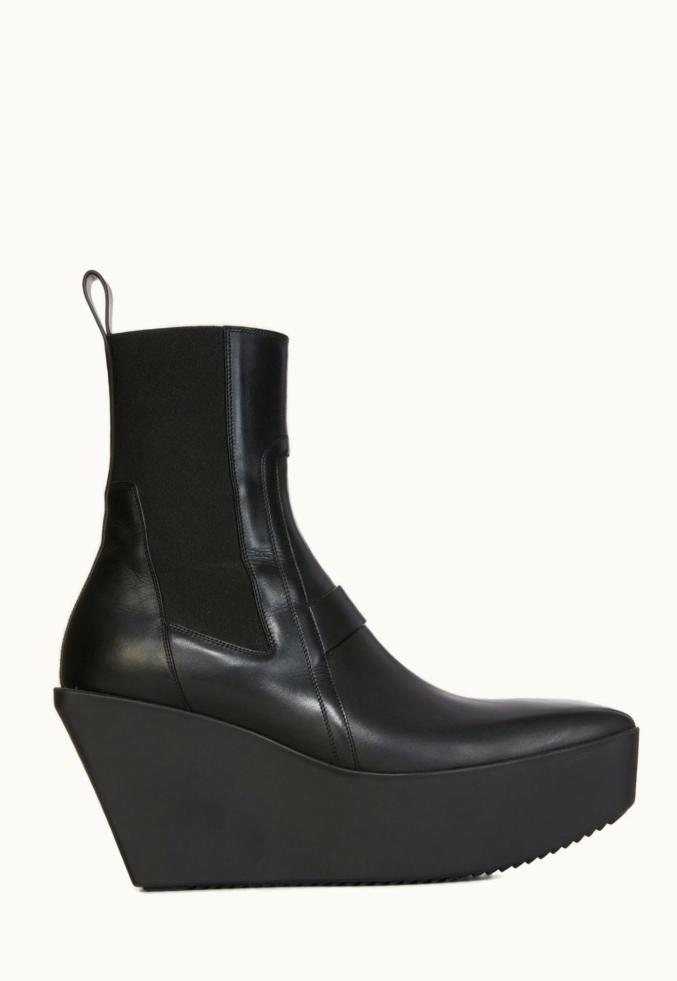 Rick Owens RICK OWENS SS24 LIDO SLIVER PLATFORM BEETLE Calf Leather Wedge Boot Black