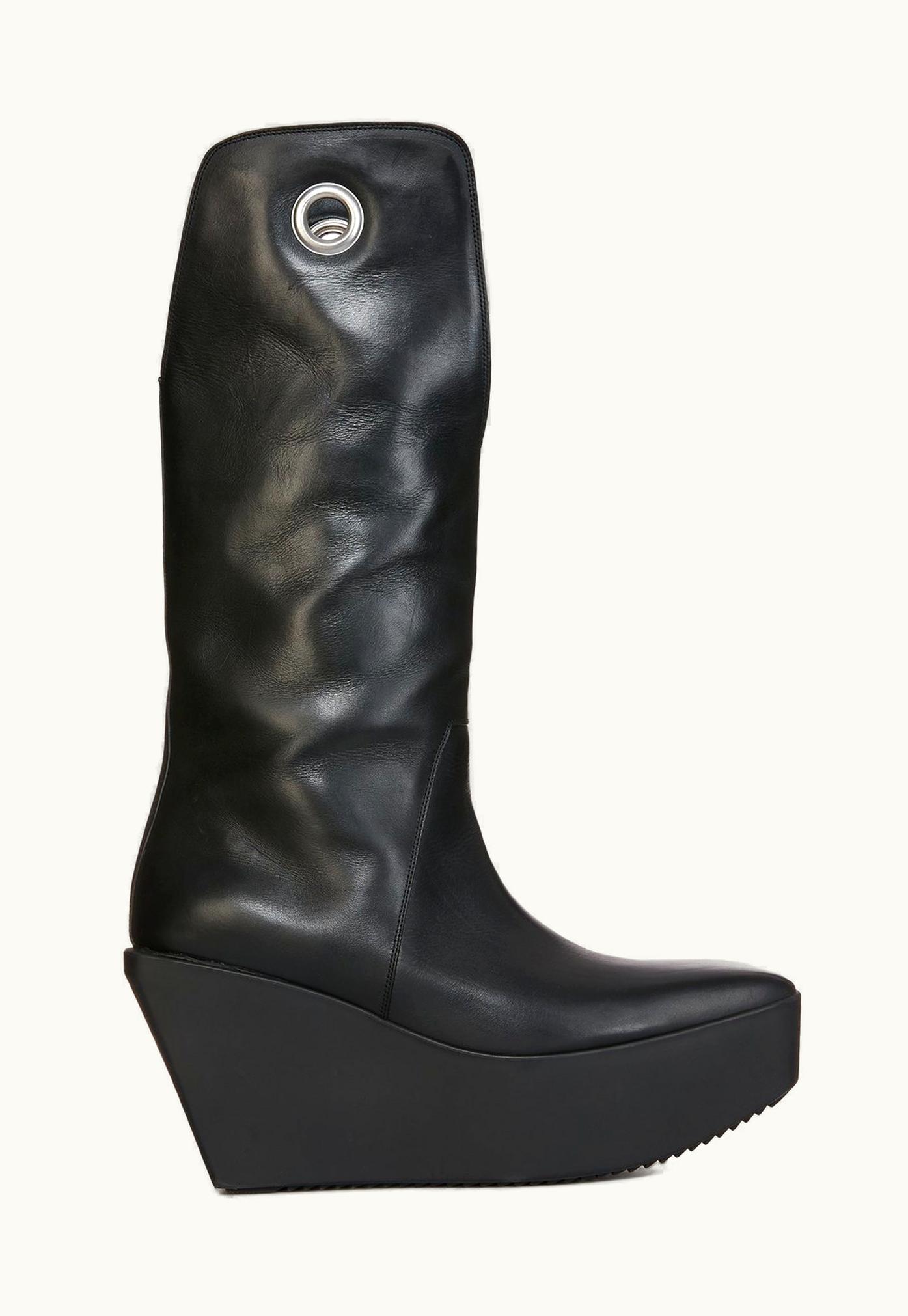 Rick Owens Rick Owens SS24 Lido Sliver Platform Kowboy In Black Groppone Cow Leather
