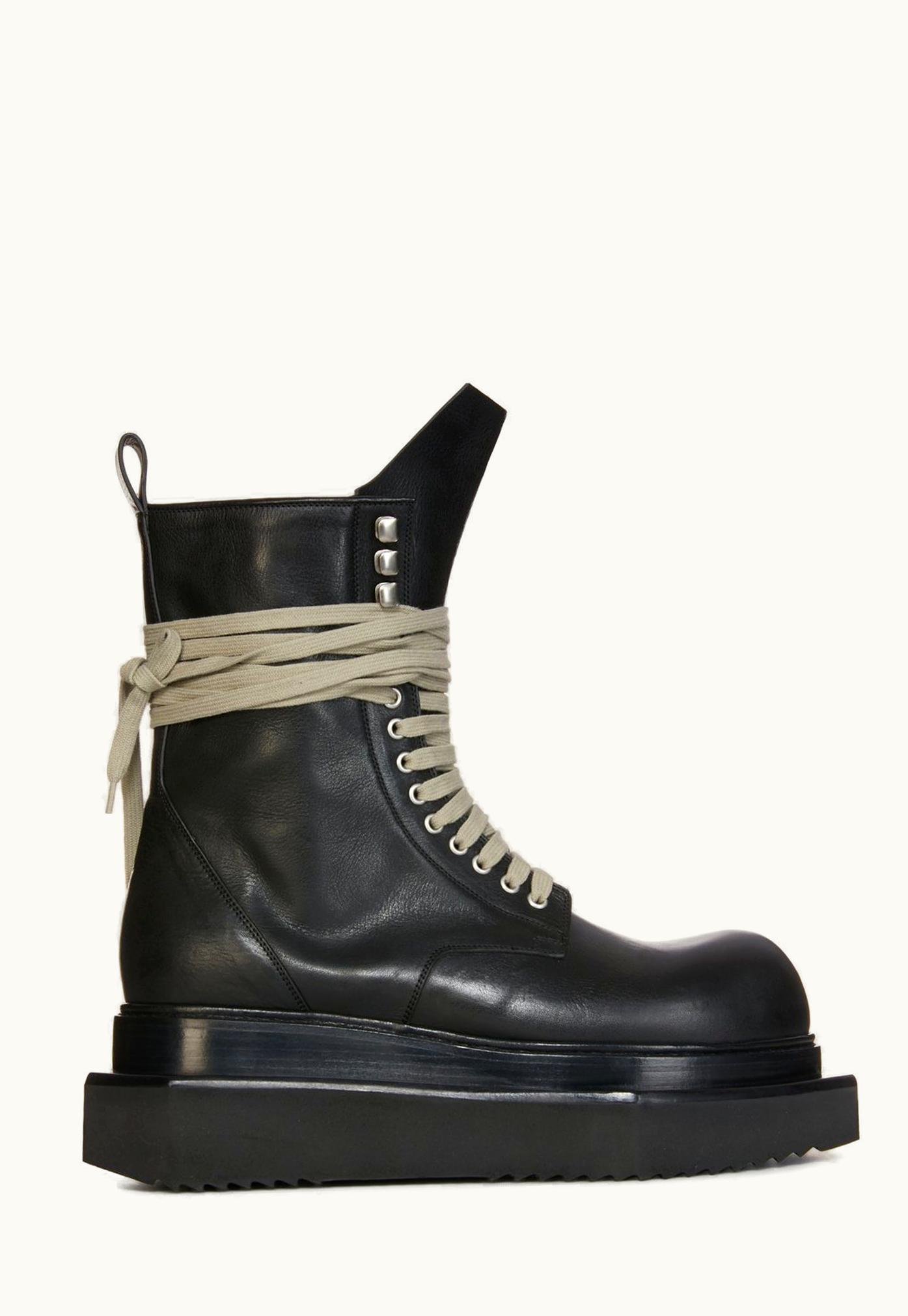 Rick Owens Rick Owens SS24 Lido Laceup Turbo Cyclops In Black Washed Calf