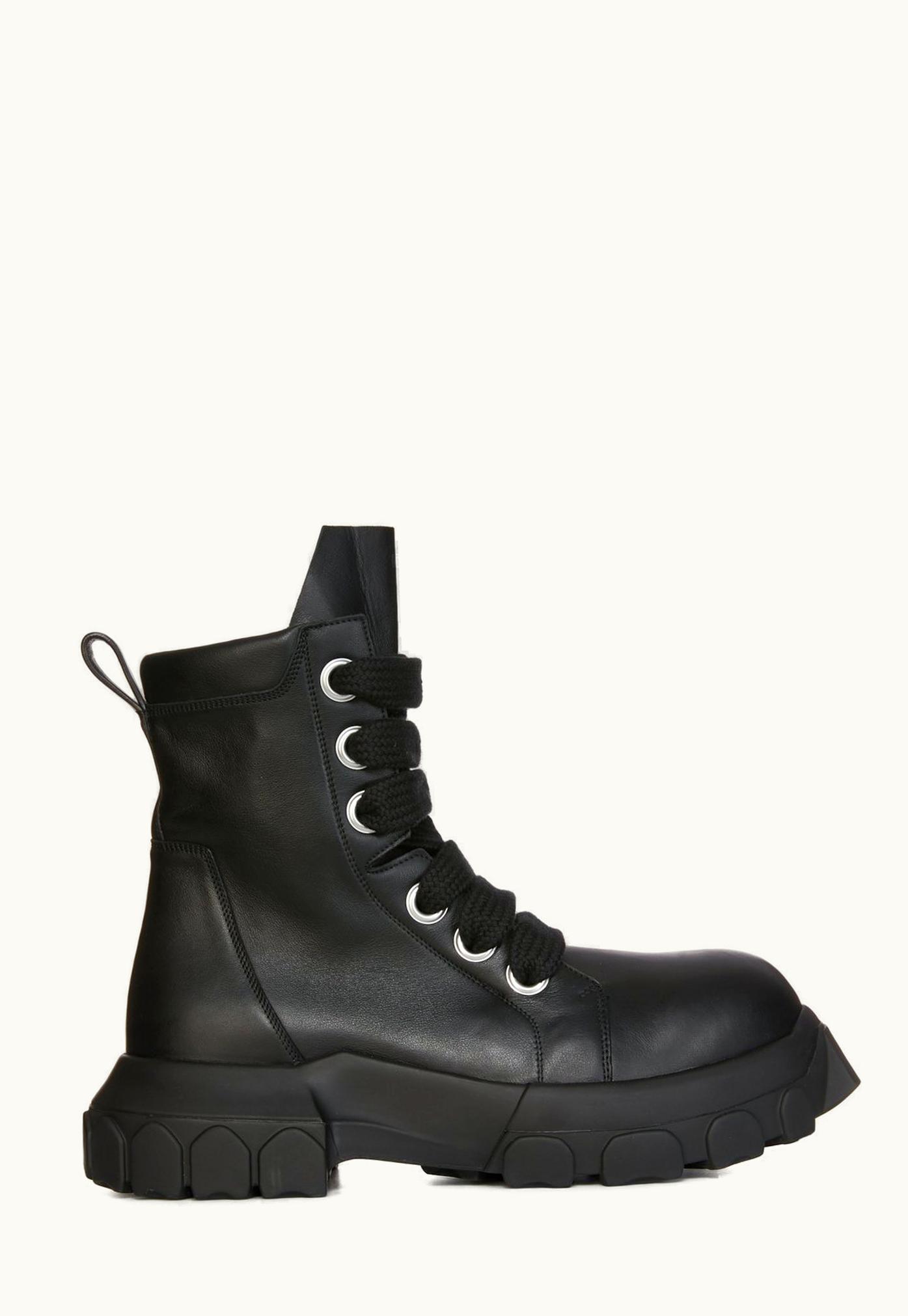 Rick Owens Rick Owens SS24 Lido Jumbo Laced Bozo Tractor In Black Full Grain Calf Leather