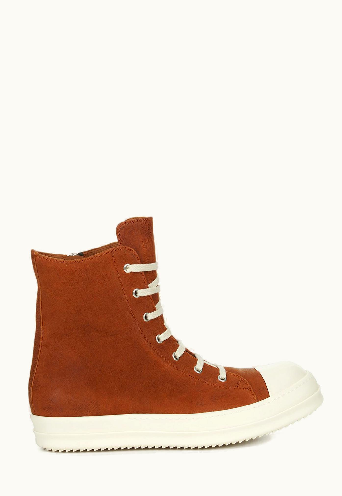 Rick Owens Rick Owens SS24 Lido Sneakers In Clay And Milk Waxy Nubuck