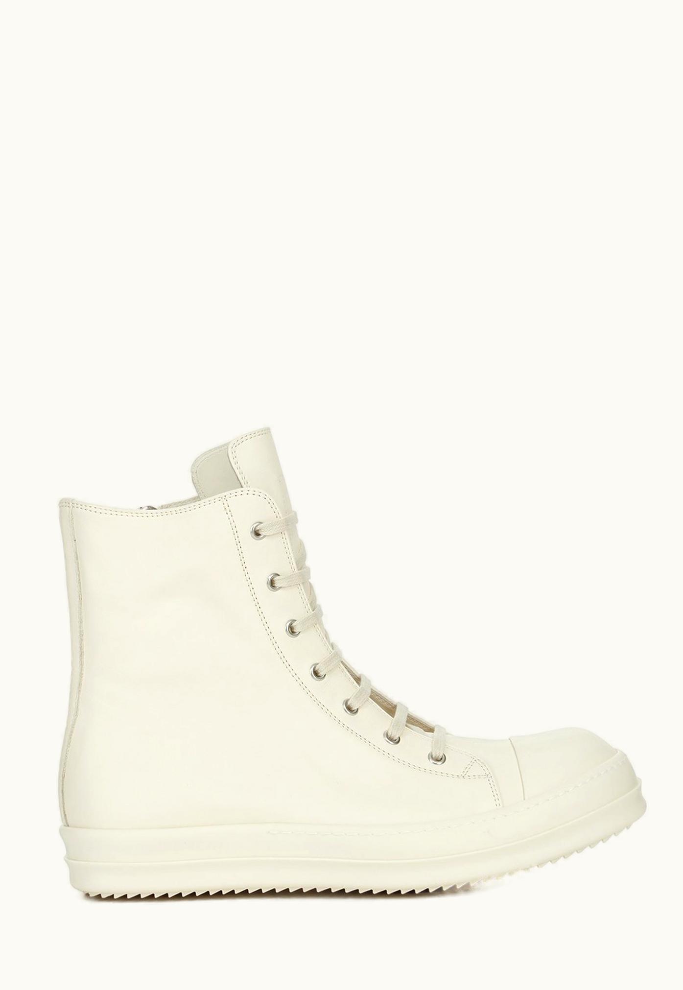 Rick Owens Rick Owens SS24 Lido Sneakers In Milk Full Grain Calf Leather