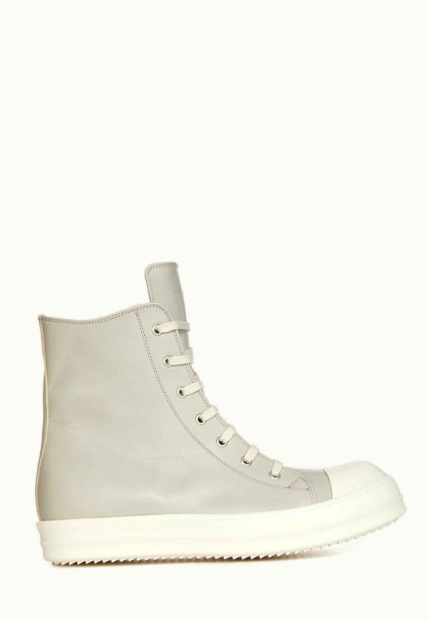 Rick Owens Rick Owens SS24 Lido Sneakers In Pearl And Milk Full Grain Calf Leather