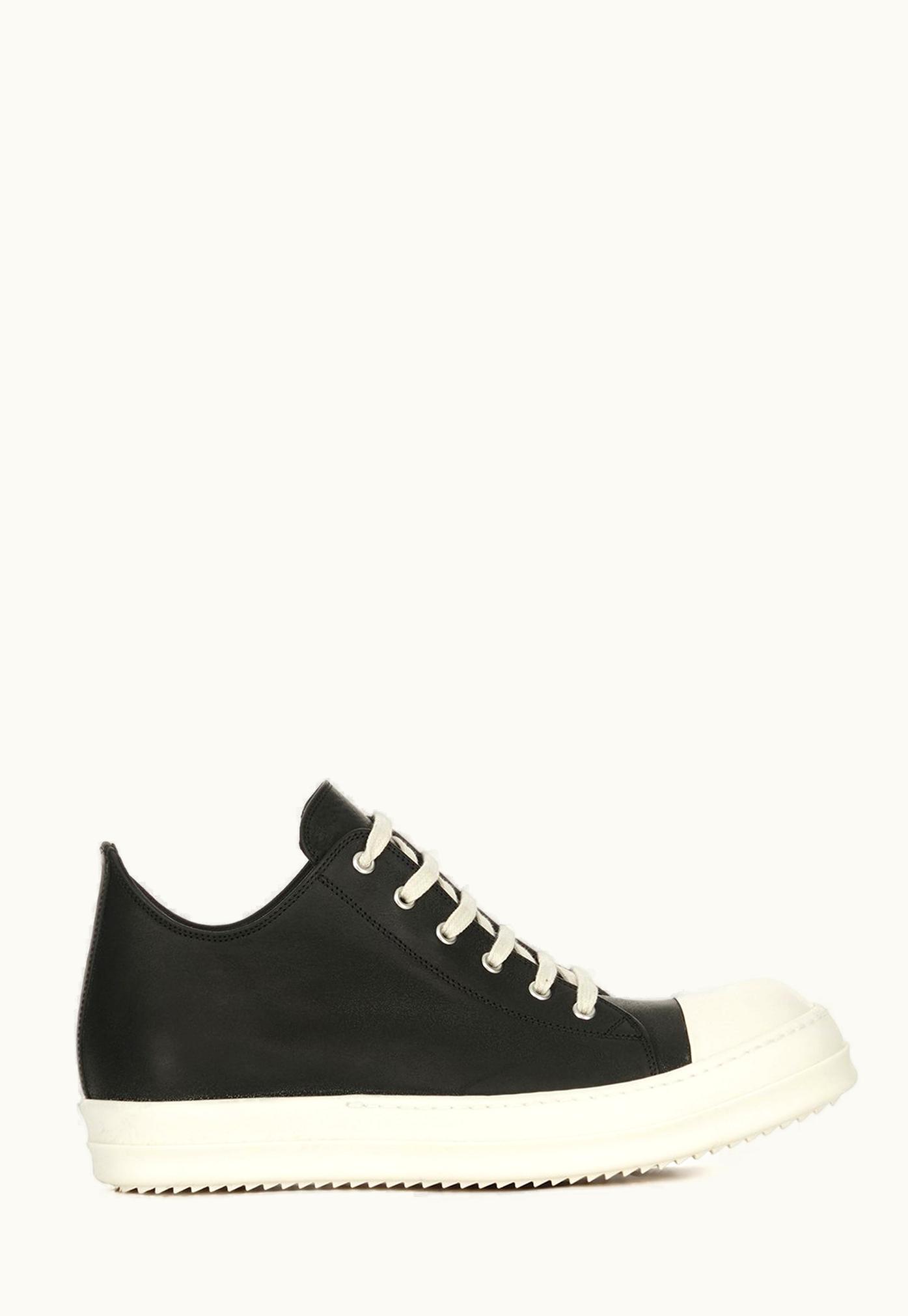 Rick Owens RICK OWENS LIDO LOW SNEAKS SS24 Black And Milk Washed Calf Leather