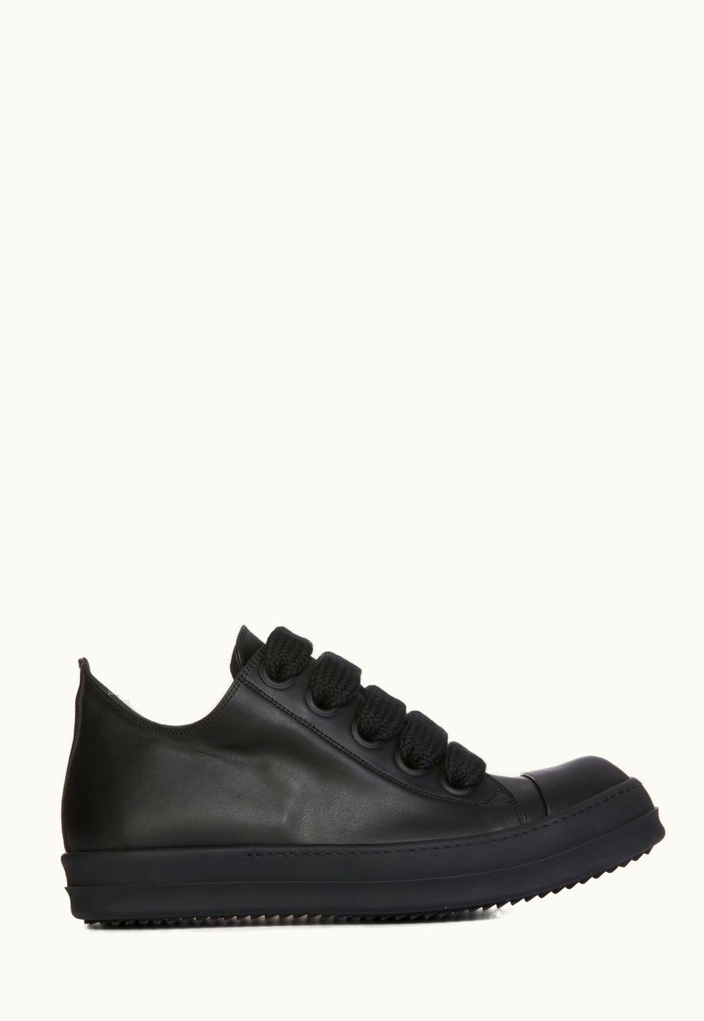 Rick Owens Rick Owens SS24 Lido Jumbo Laced Low Sneaks In Black Full Grain Calf Leather