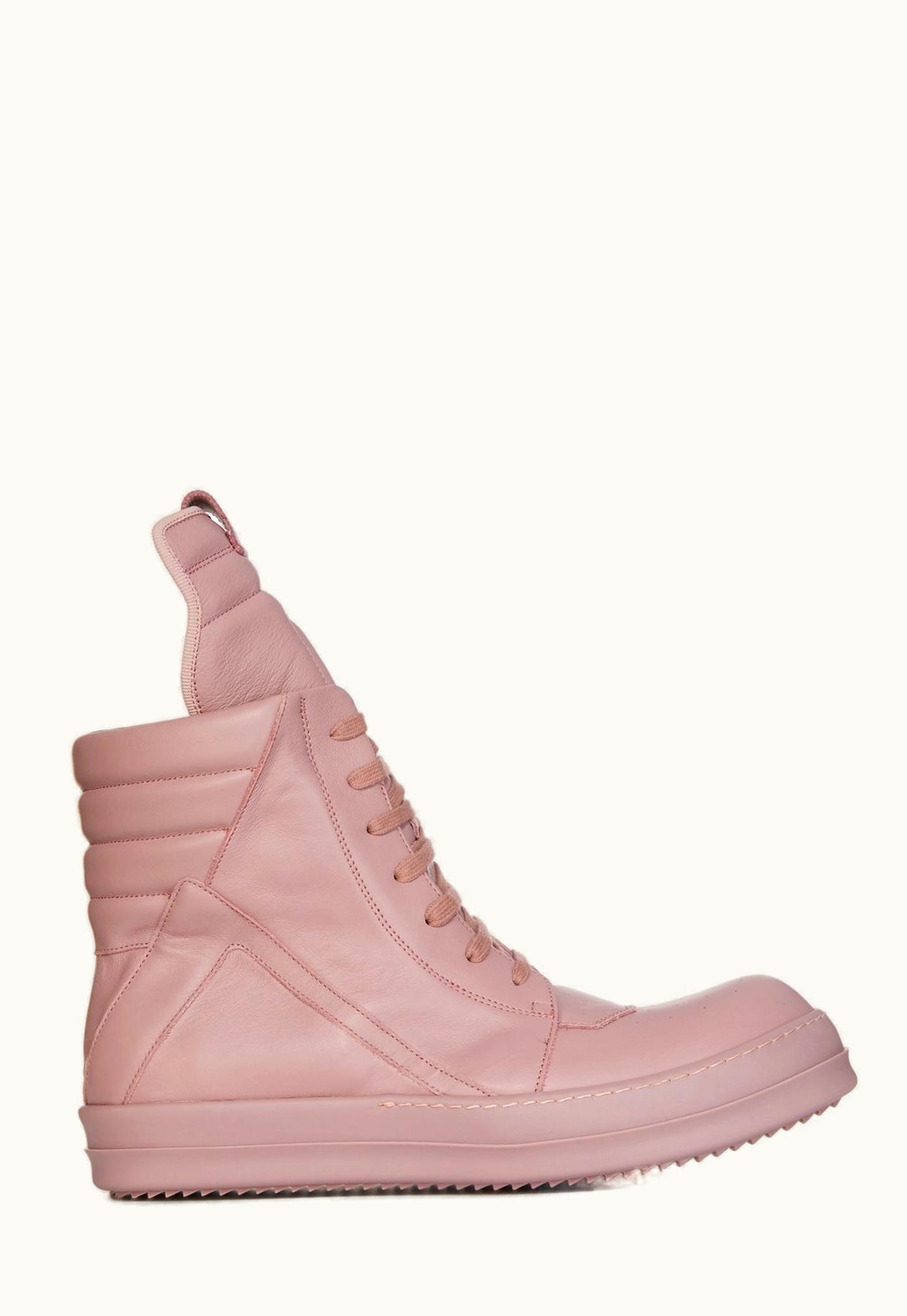 Rick Owens Rick Owens SS24 Lido Geobasket In Dusty Pink Full Grain Calf Leather