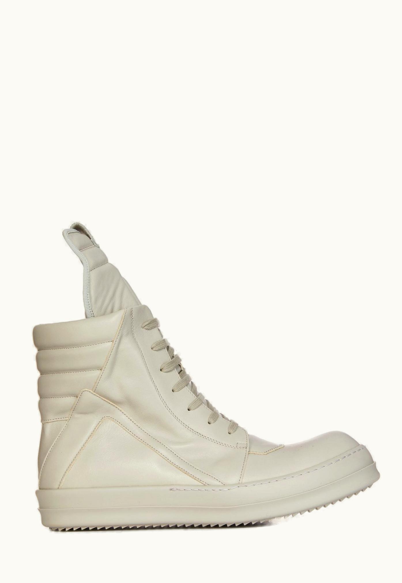Rick Owens Rick Owens SS24 Lido Geobasket In Pearl Full Grain Calf Leather