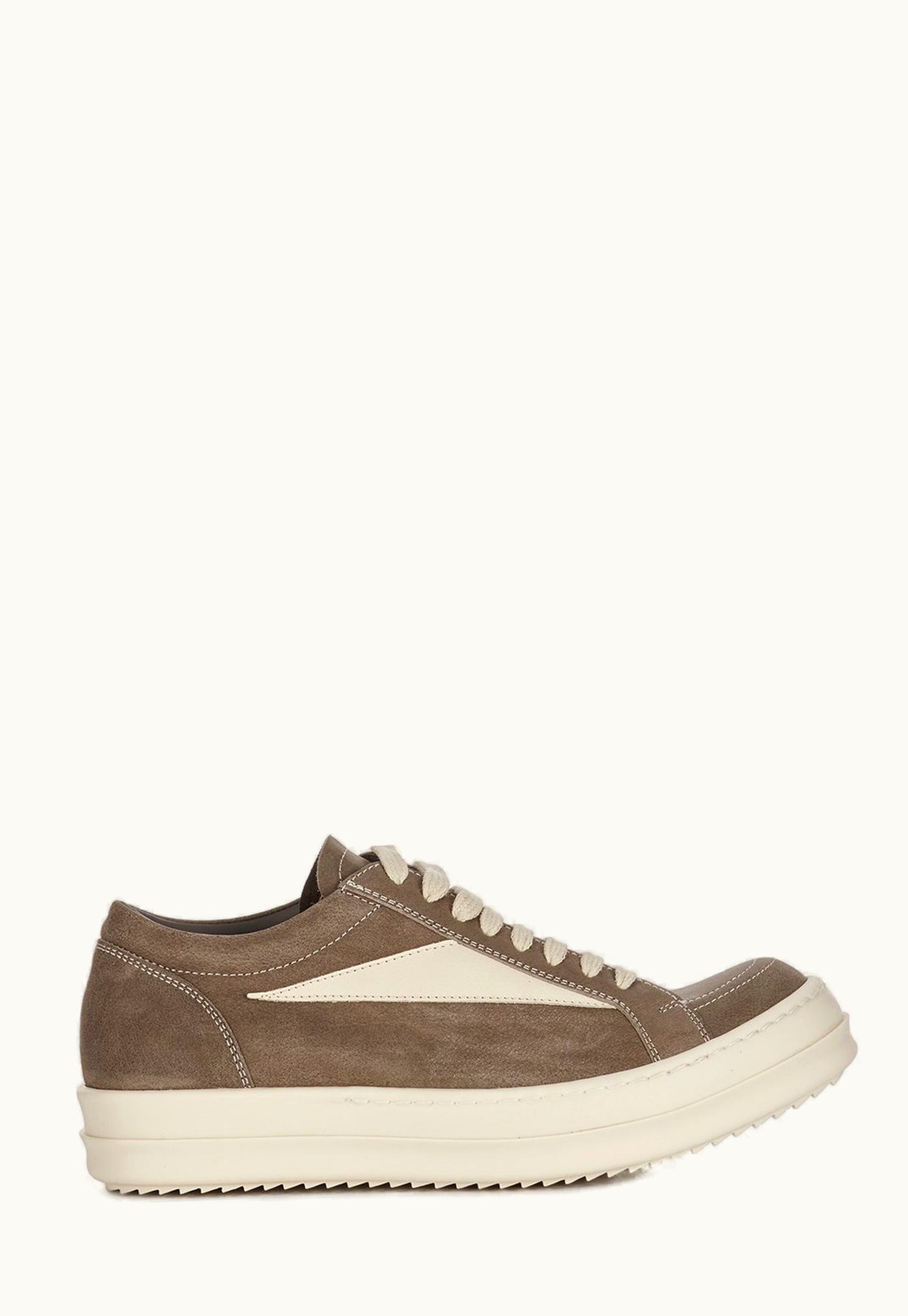 Rick Owens Rick Owens SS24 Lido Vintage Sneaks In Dust And Milk Waxy Nubuck And Full Grain Calf Leather