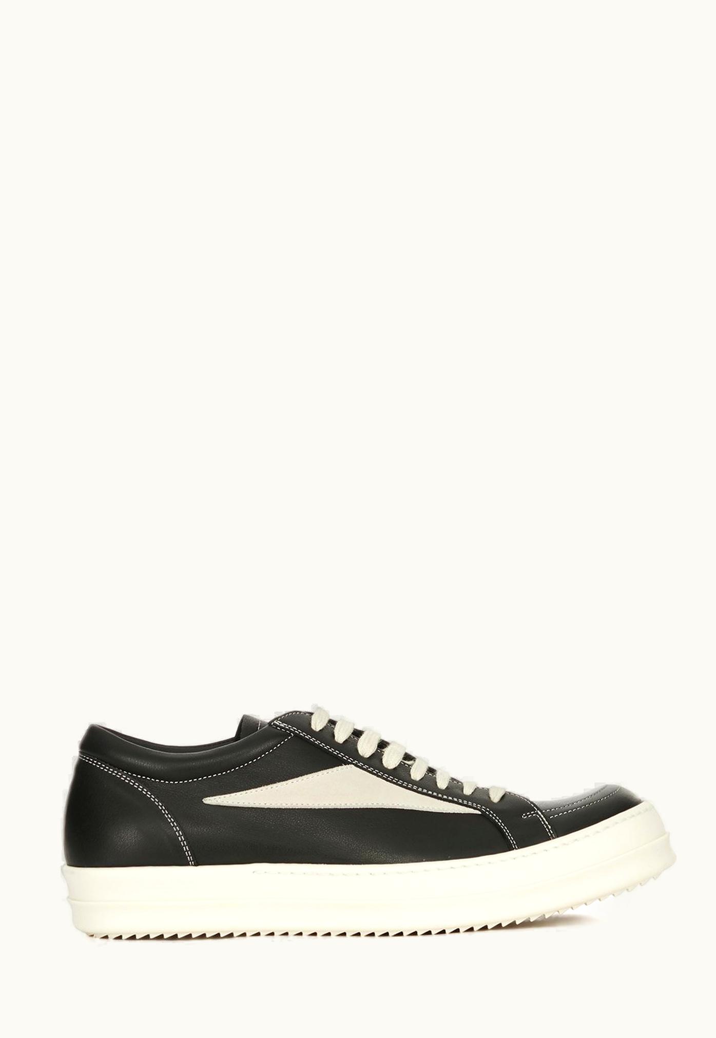 Rick Owens RICK OWENS SS24 LIDO Vintage Sneakers Black/Milk Calf Leather & Velour Suede