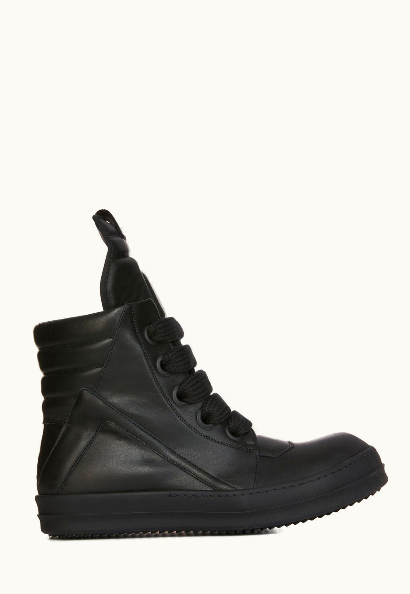 Rick Owens Rick Owens SS24 Lido Jumbo Laced Geobasket In Black Full Grain Calf Leather