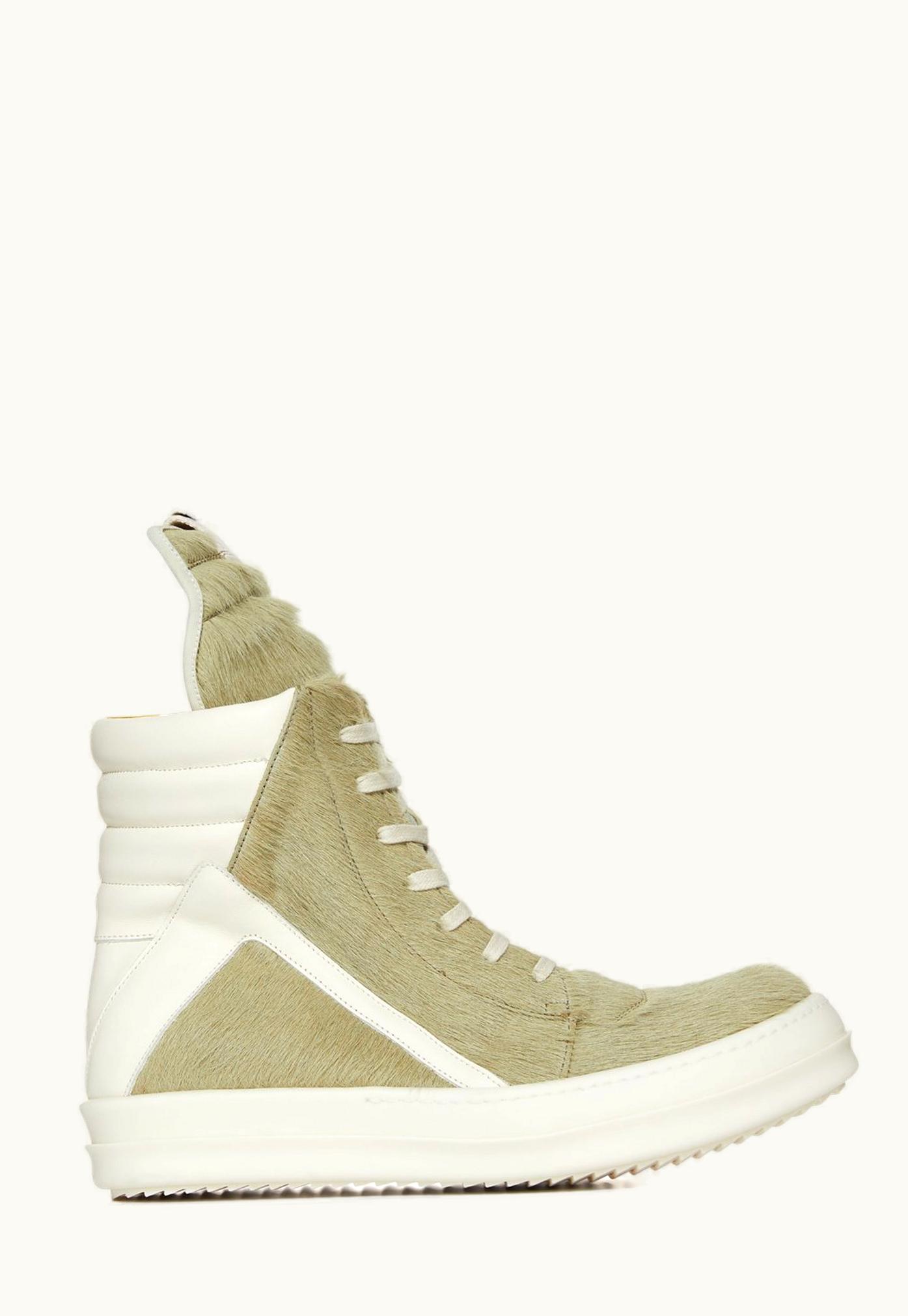 Rick Owens Rick Owens FW23 Luxor Runway Geobasket In Dirty Acid Unshaved Cow Leather And Full Grain Calf Leather