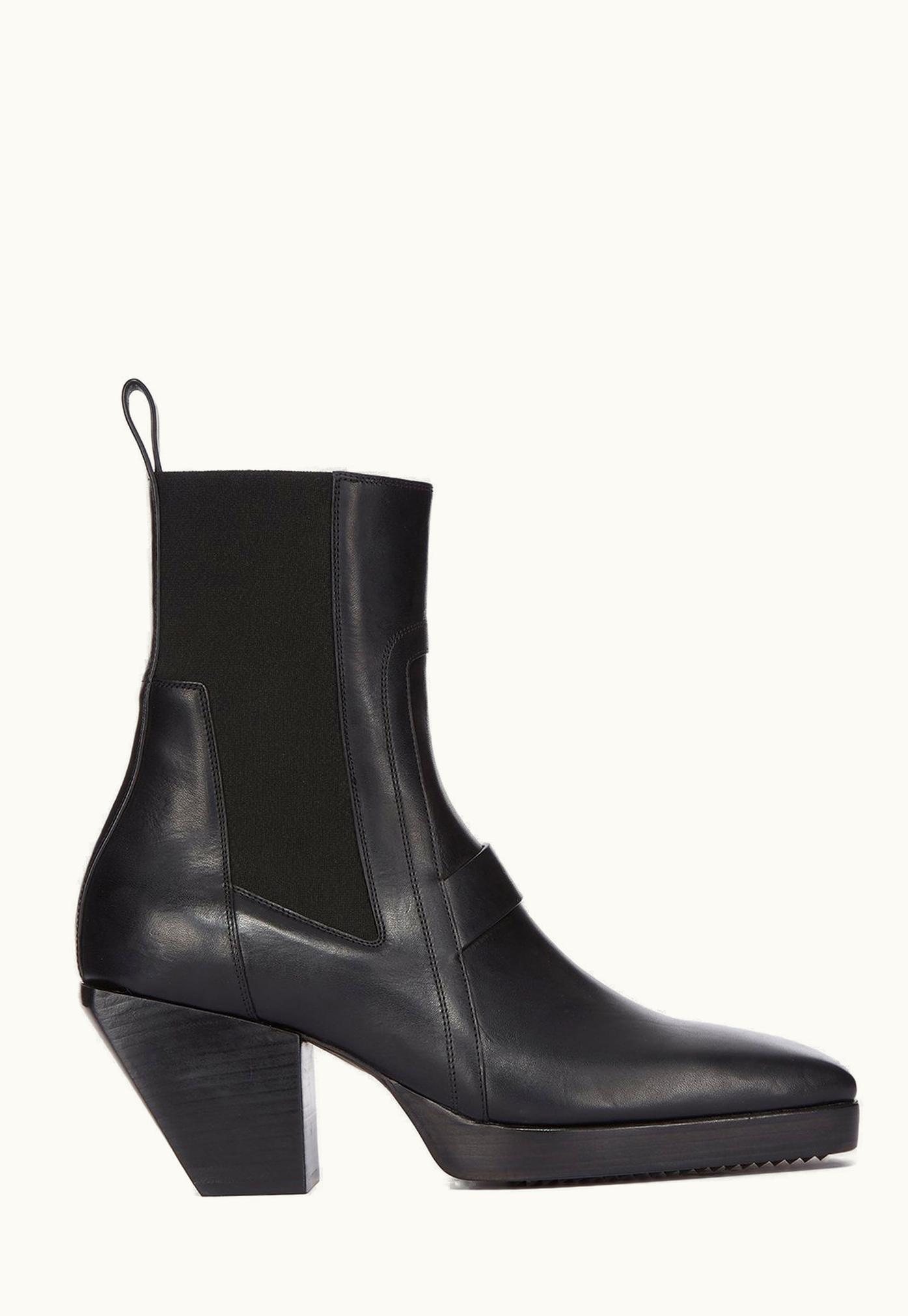 Rick Owens Rick Owens FW23 Luxor Heeled Sliver In Black Groppone Cow Leather