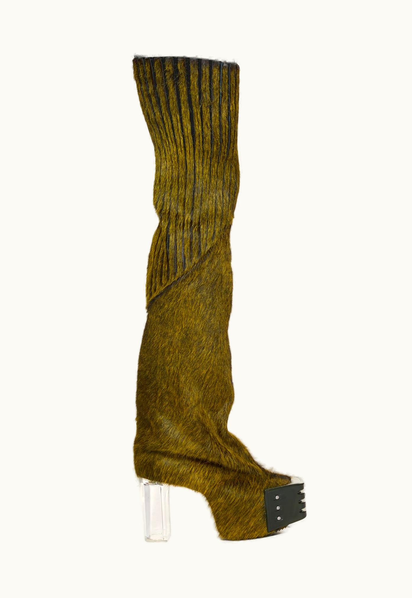 Rick Owens Rick Owens FW23 Luxor Flared Platforms 45 In Melange Long Hair Pony