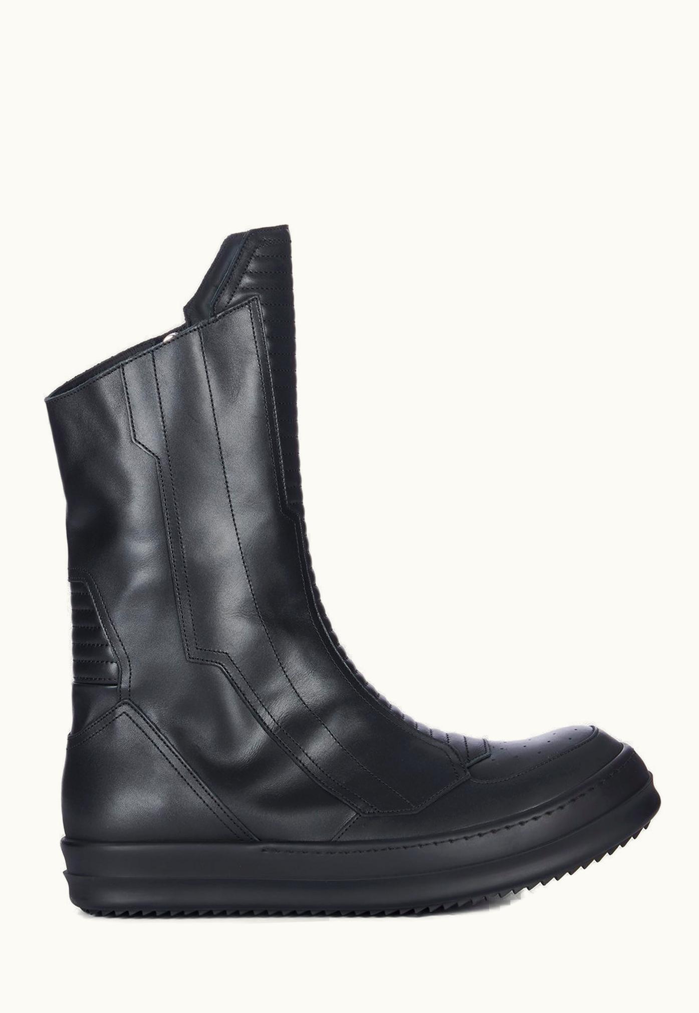 Rick Owens Rick Owens FW23 Luxor Biker Sneaks In Black Cortina Grease Calf Leather