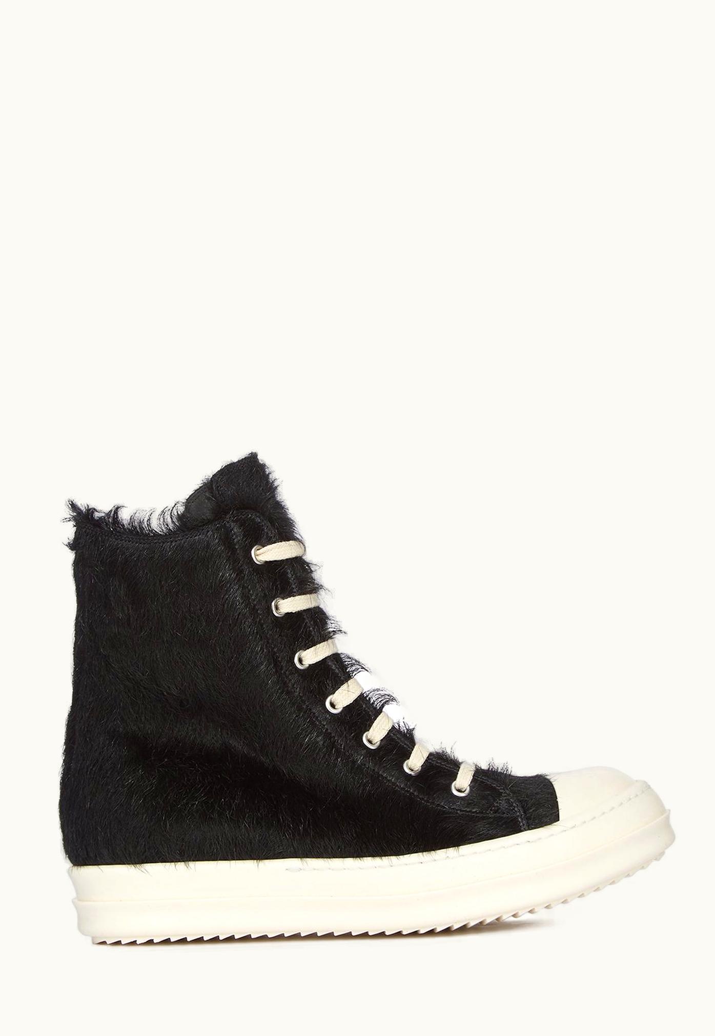 Rick Owens Rick Owens FW23 Luxor Sneakers In Black And Milk Long Hair Pony