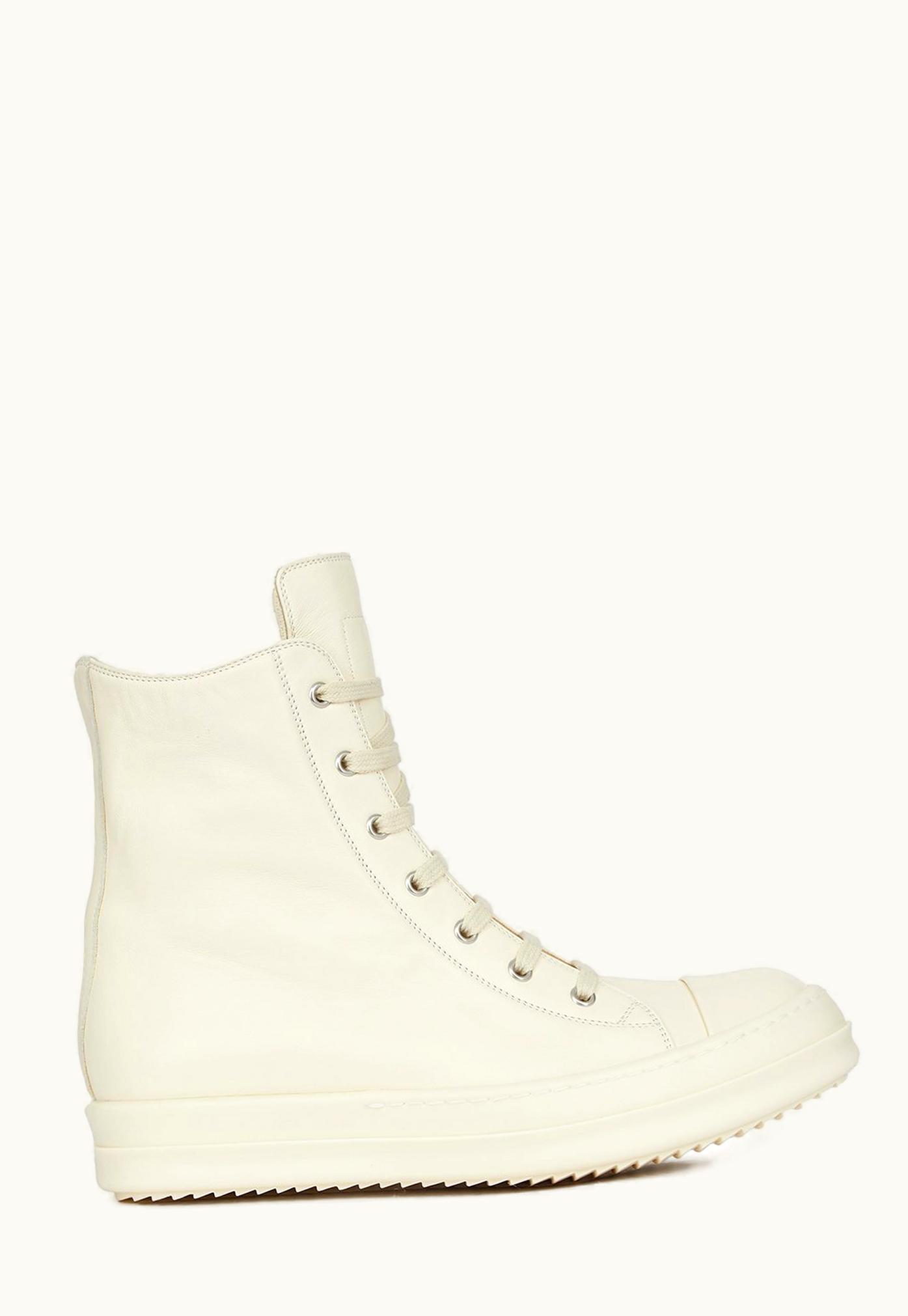 Rick Owens Rick Owens FW23 Luxor Sneakers In Milk White Full Grain Calf Leather