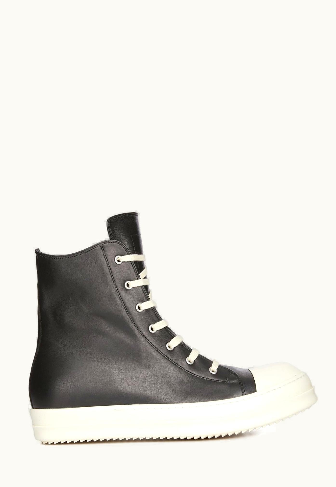 Rick Owens Rick Owens Luxor High Top Sneakers in Black and Milk Full Grain Calf Leather