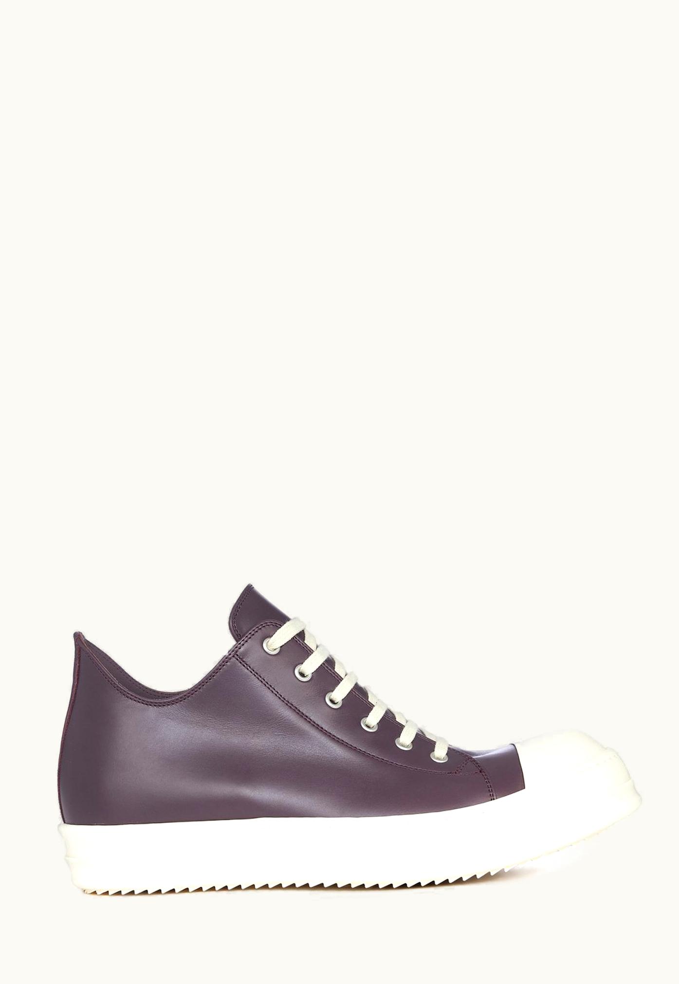 Rick Owens Rick Owens FW23 Luxor Low Sneaks In Amethyst And Milk Cortina Grease Calf Leather