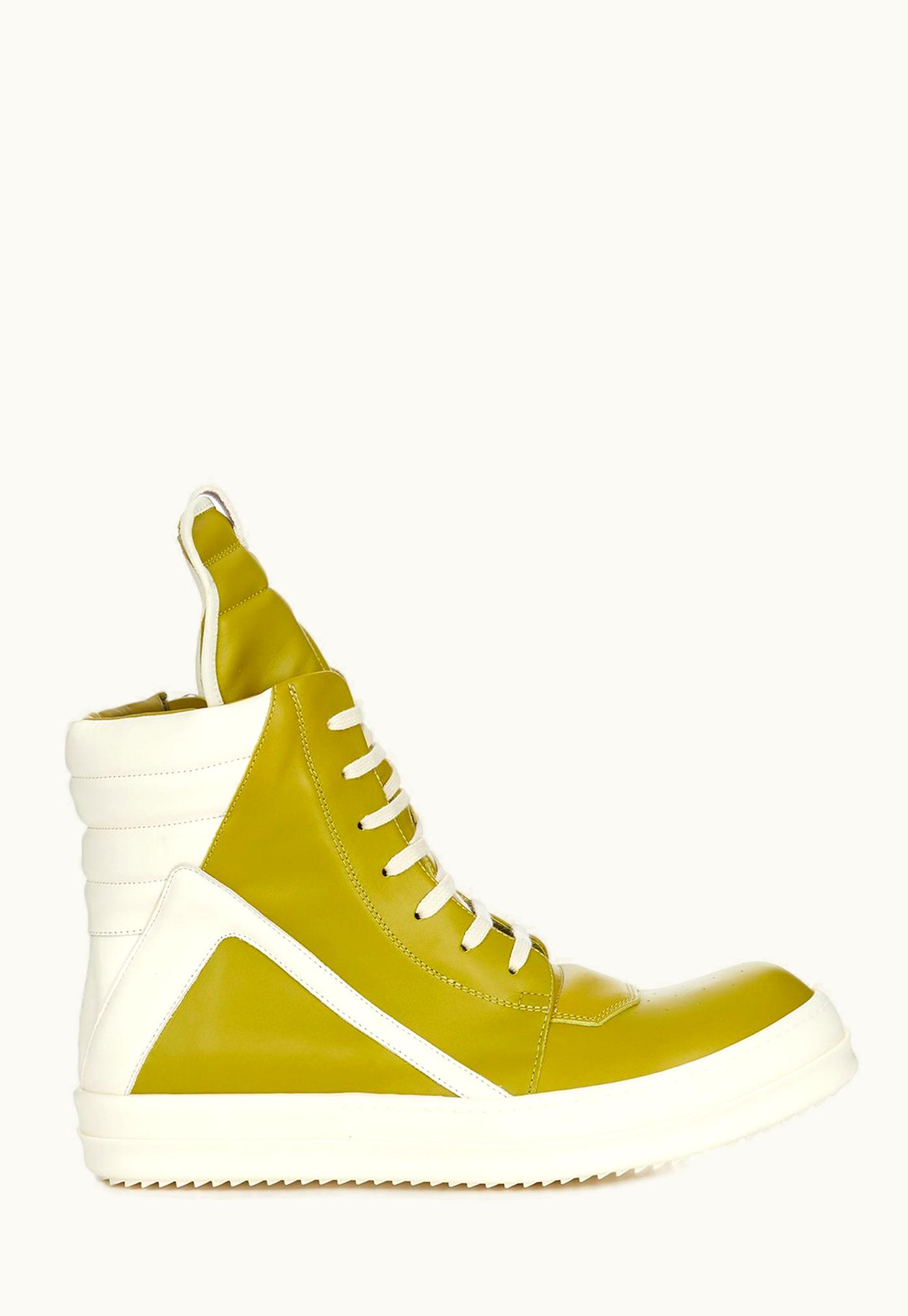 Rick Owens Rick Owens FW23 Luxor Geobasket In Acid And Milk Cortina Grease Calf Leather And Full Grain Calf Leather