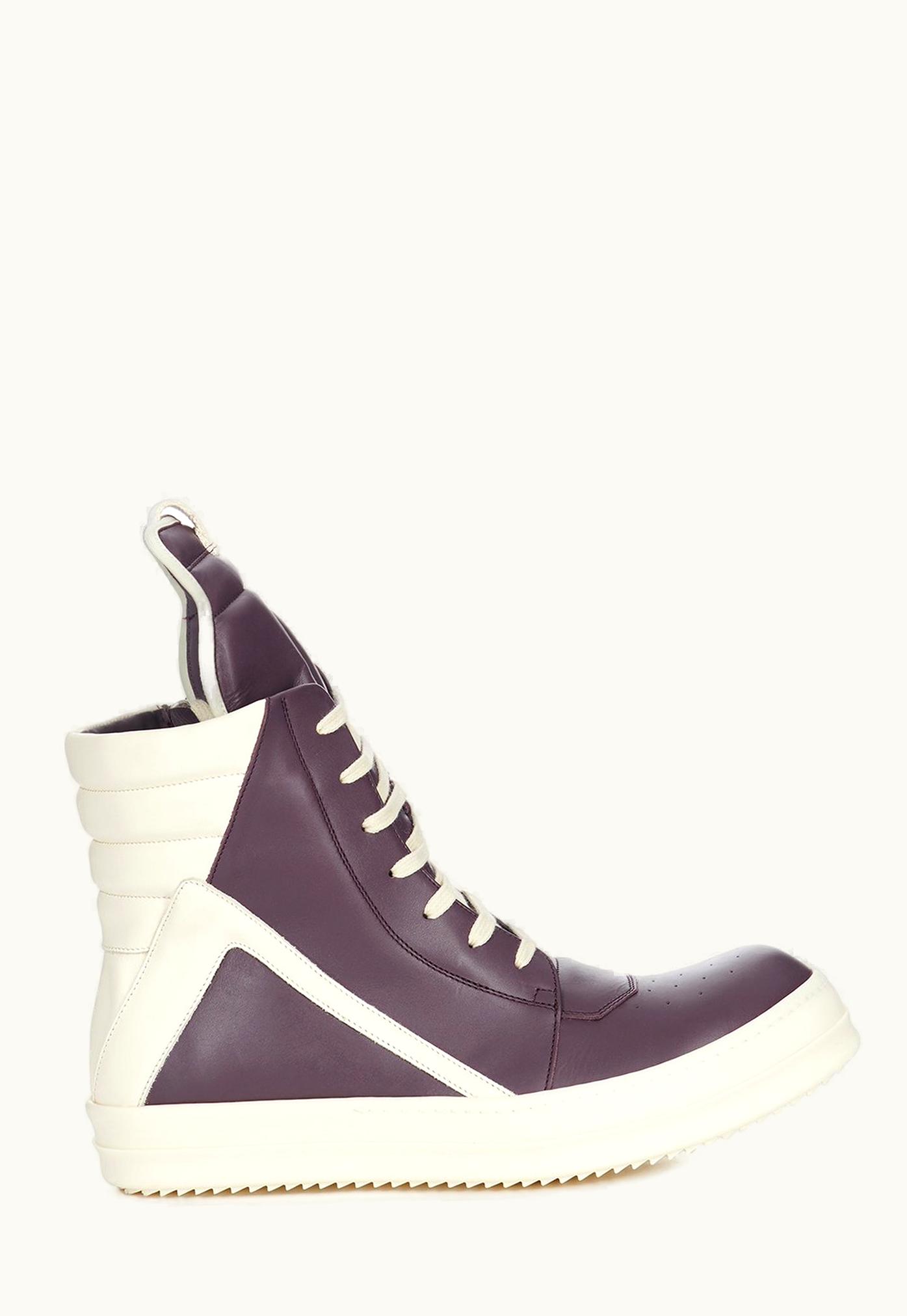 Rick Owens Rick Owens FW23 Luxor Geobasket In Amethyst And Milk Cortina Grease Calf Leather And Full Grain Calf Leather