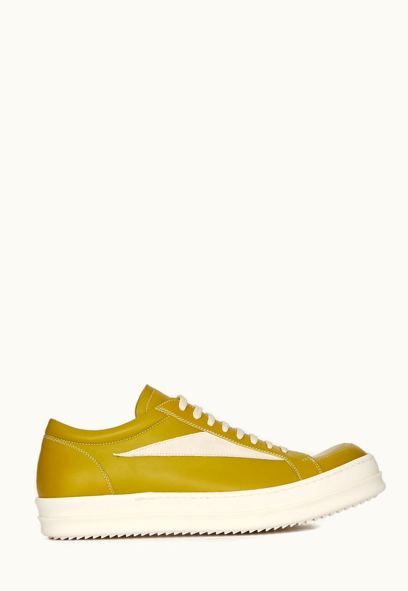 Rick Owens Rick Owens FW23 Luxor Vintage Sneaks In Acid And Milk Cortina Grease Calf Leather And Velours Suede