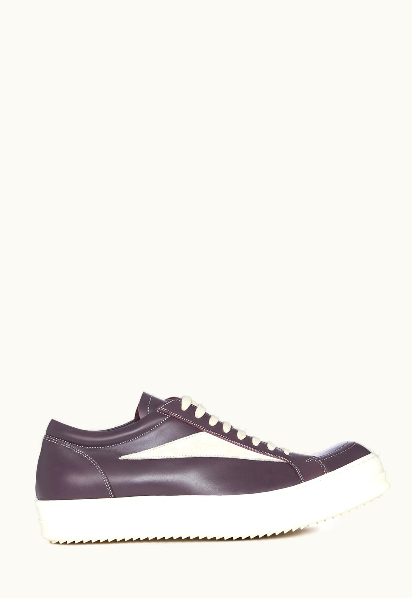 Rick Owens Rick Owens FW23 Luxor Vintage Sneaks In Amethyst And Milk Cortina Grease Calf Leather And Velours Suede