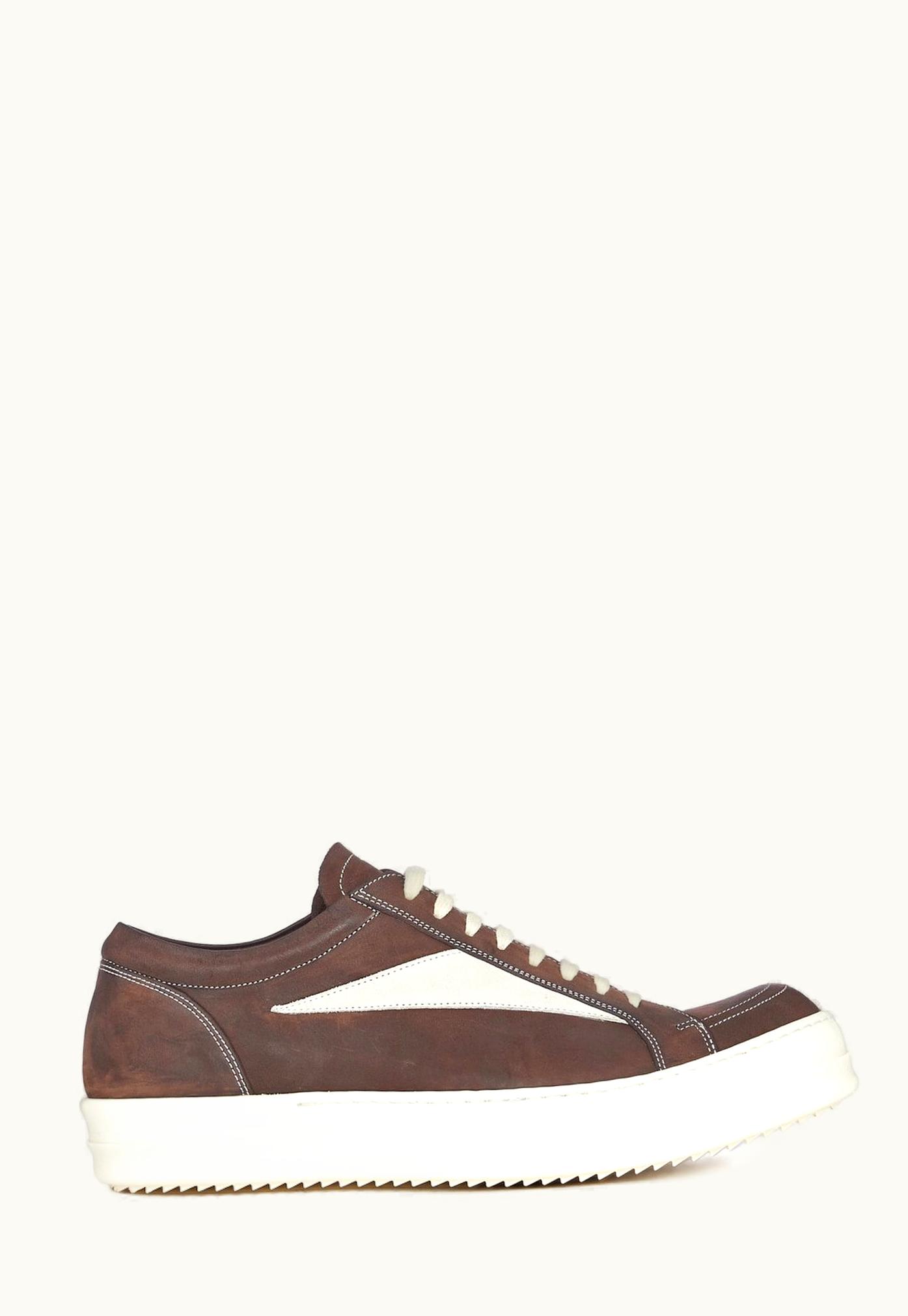 Rick Owens Rick Owens FW23 Luxor Vintage Sneaks In Brown And Milk Greywolf Nubuck And Velour Suede