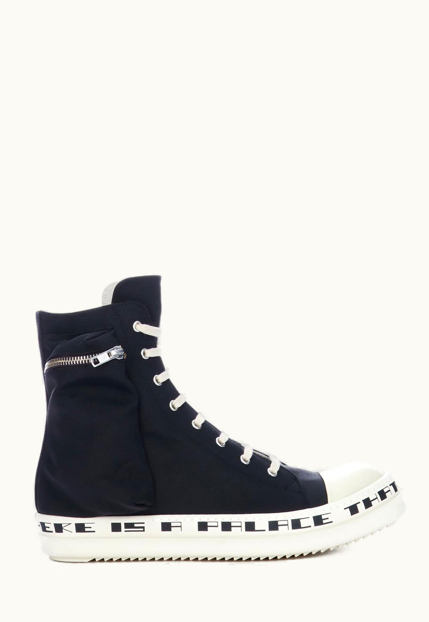 Rick Owens Rick Owens FW23 Luxor Cargo Sneaks In Black Cotton Nylon Faille