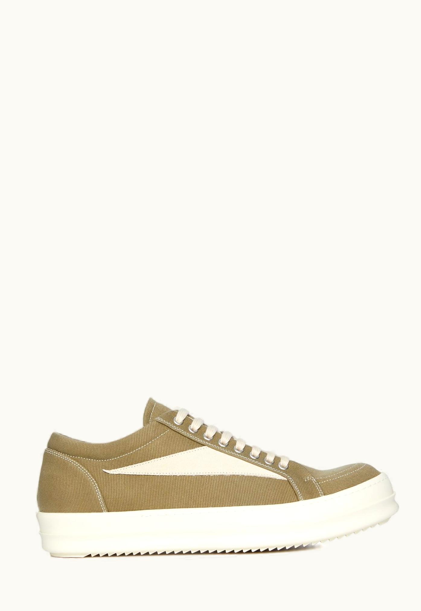 Rick Owens Rick Owens DRKSHDW FW23 Luxor Vintage Sneaks In Pale Green And Milk 13oz Overdyed Denim