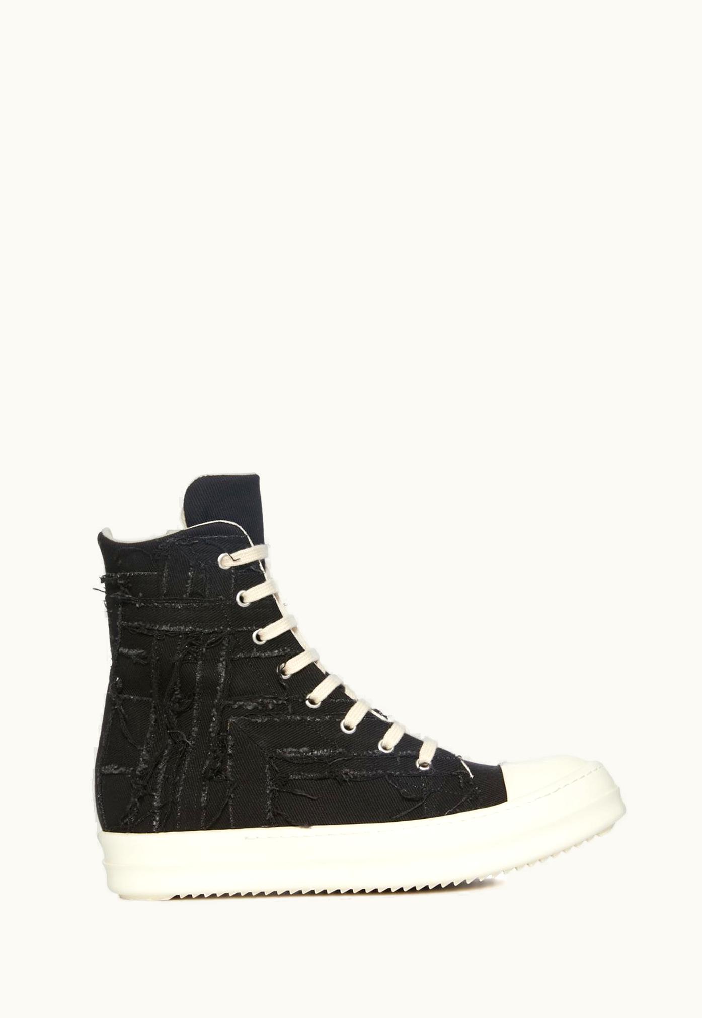 Rick Owens Rick Owens DRKSHDW FW23 Luxor Slashed Sneaks In Black 13oz Slash Denim