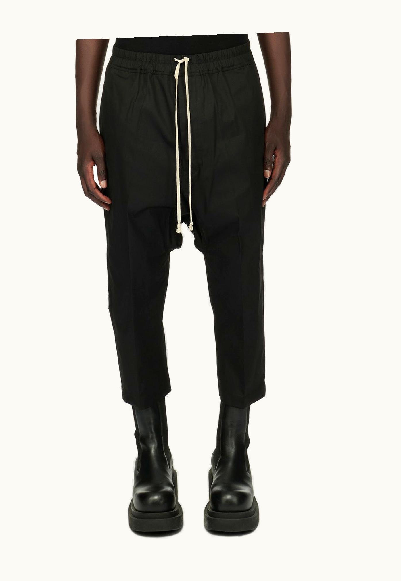 Rick Owens Rick Owens Forever Drawstring Cropped In Black Heavy Cotton Poplin