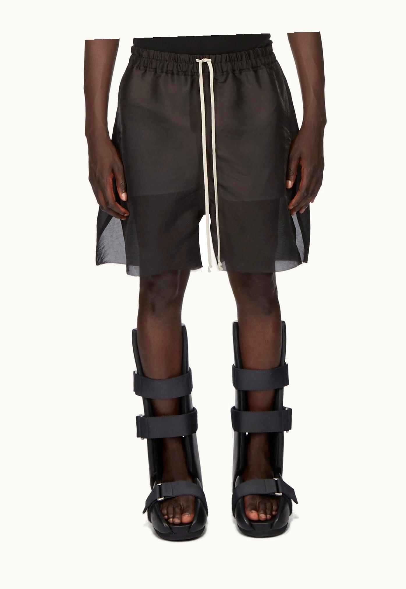 Rick Owens Rick Owens SS24 Lido Runway Long Boxers In Black Silk Gazar