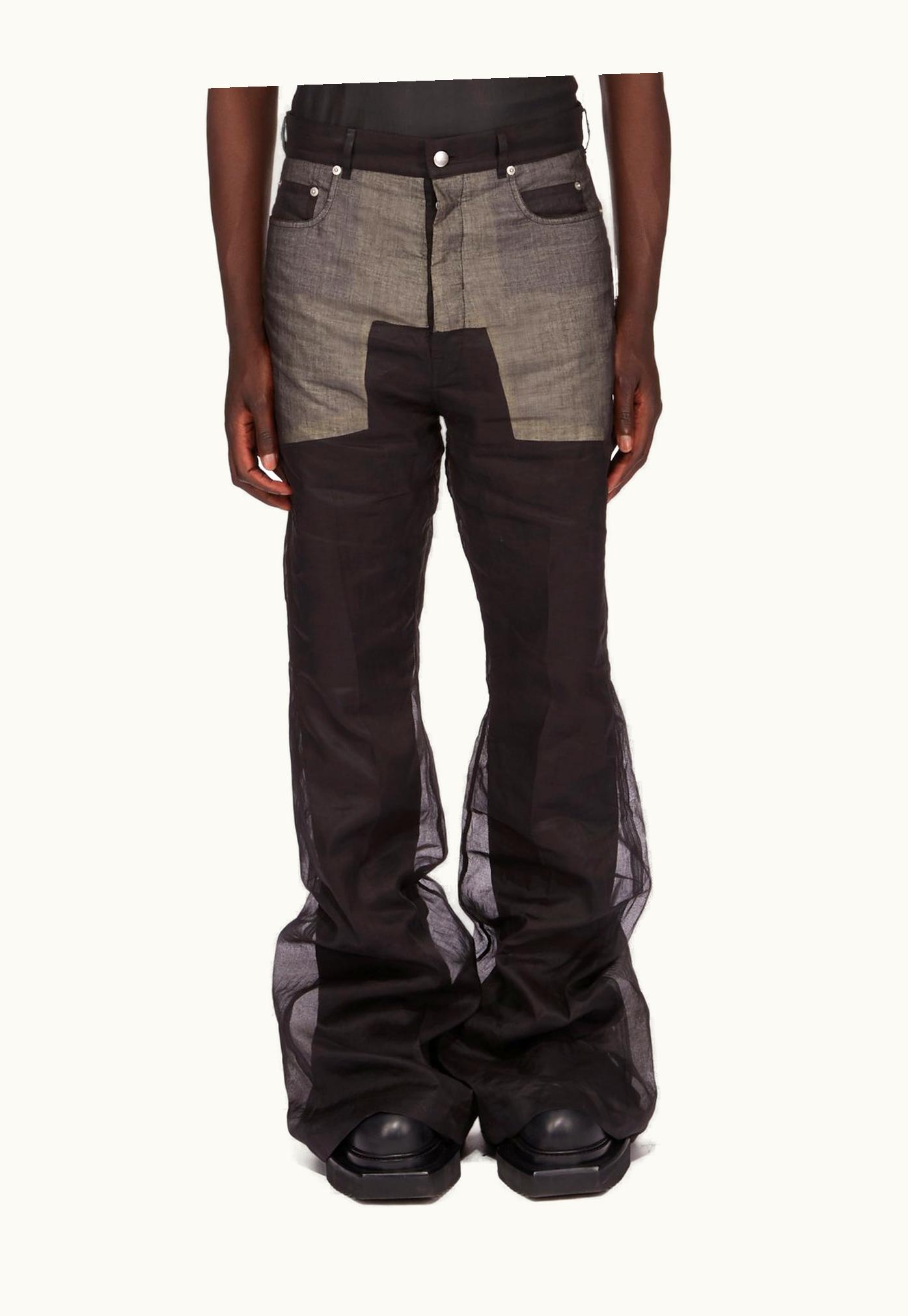 Rick Owens Rick Owens Lido Bolan Bootcut Black Cotton Organdy Jeans