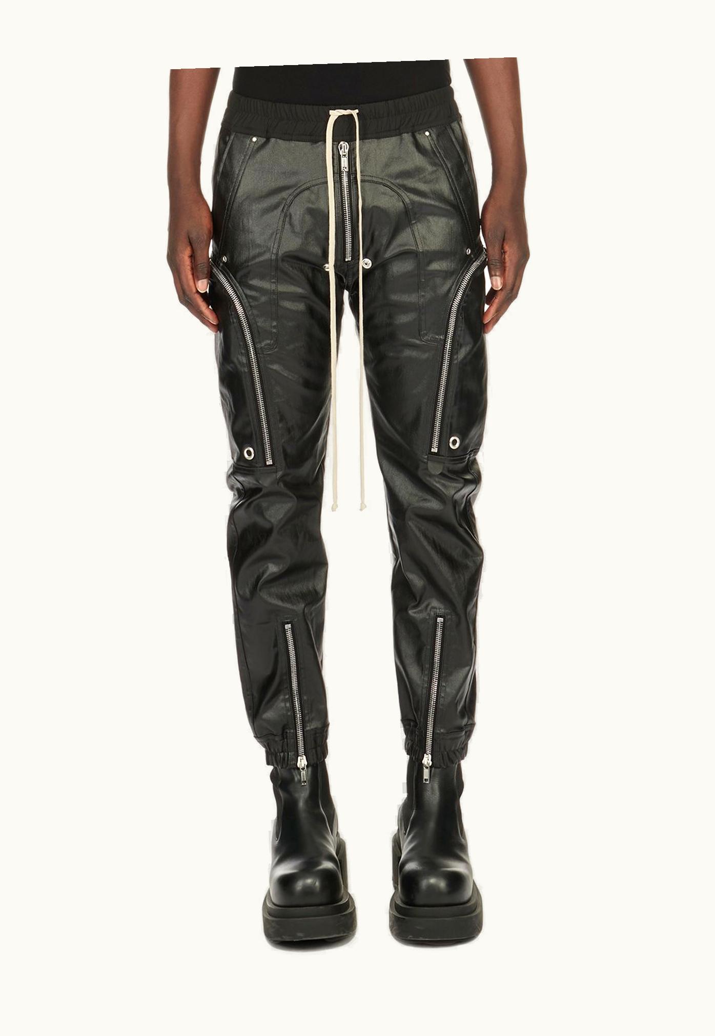 Rick Owens Rick Owens SS24 Lido Bauhaus Cargo In Black Coated Stretch Denim