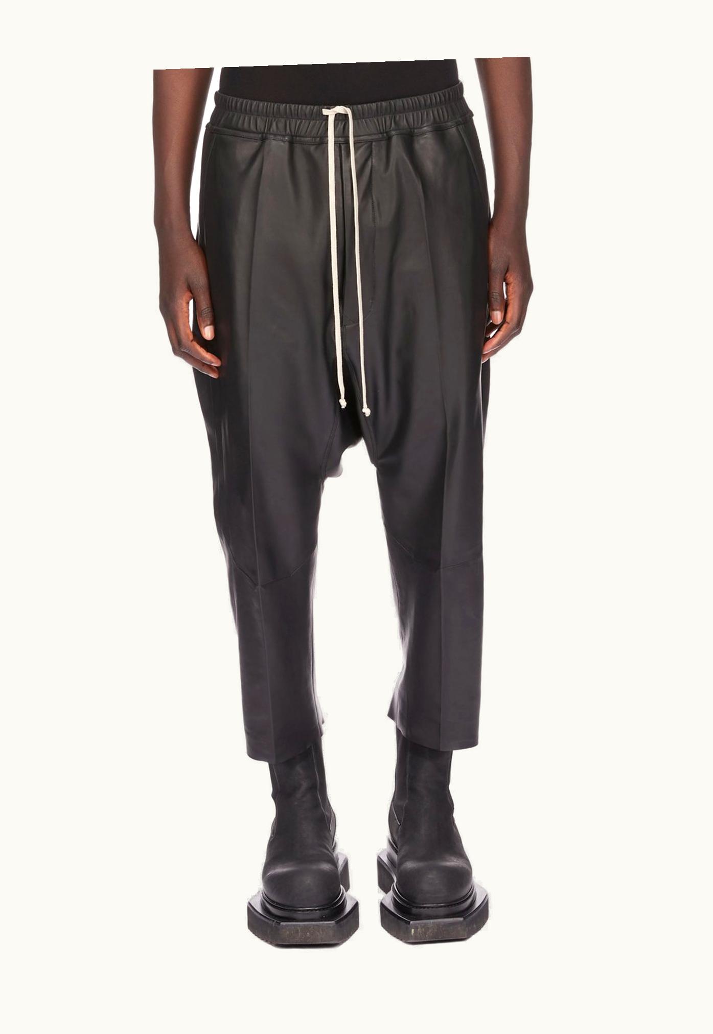 Rick Owens Rick Owens SS24 Lido Drawstring Cropped In Black Peached Lamb Skin