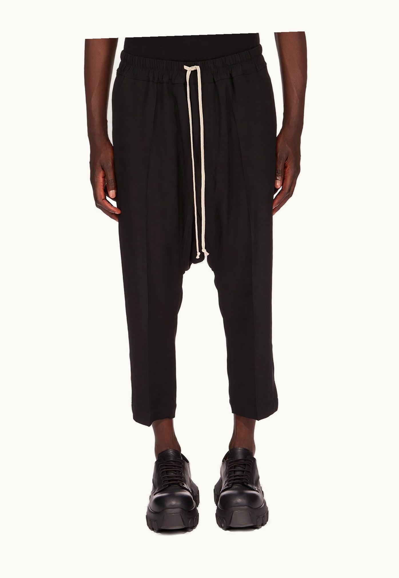 Rick Owens Rick Owens SS24 Lido Drawstring Cropped In Black Cady Crepe