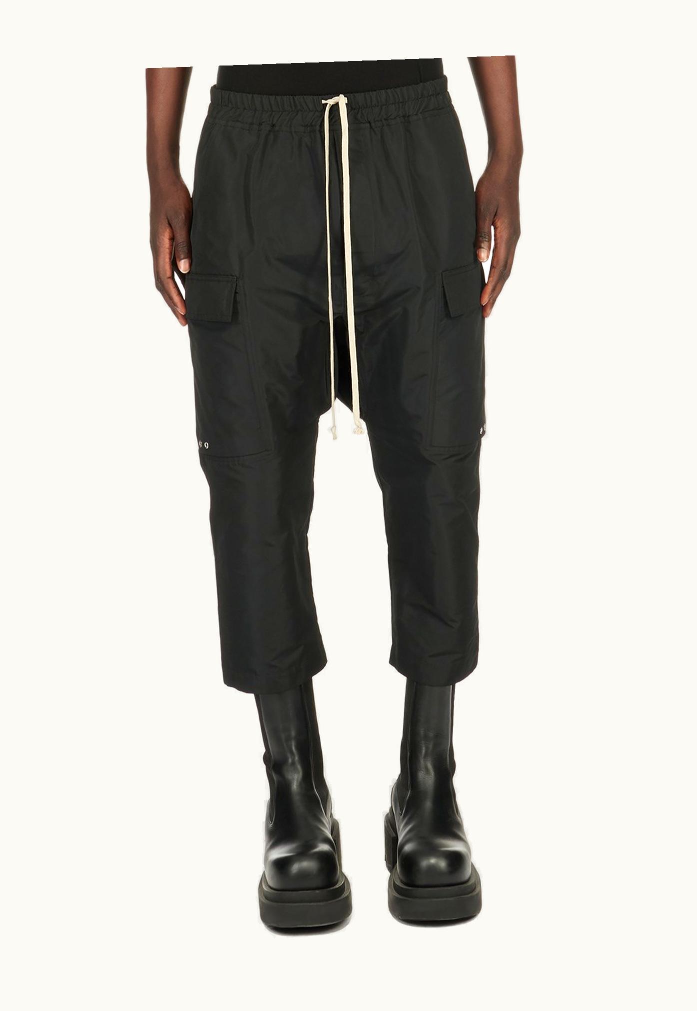Rick Owens Rick Owens SS24 Lido Cargo Cropped In Black Kinetix Faille