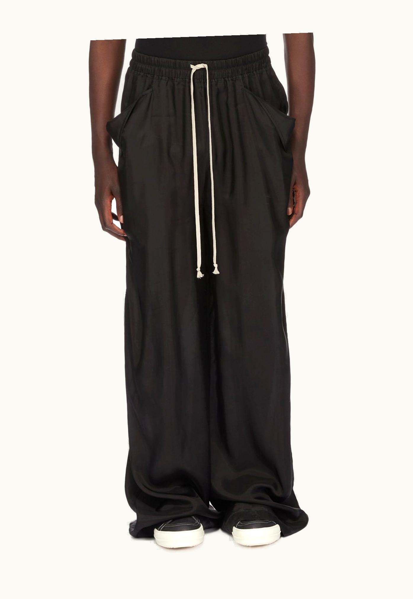 Rick Owens Rick Owens SS24 Lido Lido Cupro Japonette Wide Leg Pants in Black
