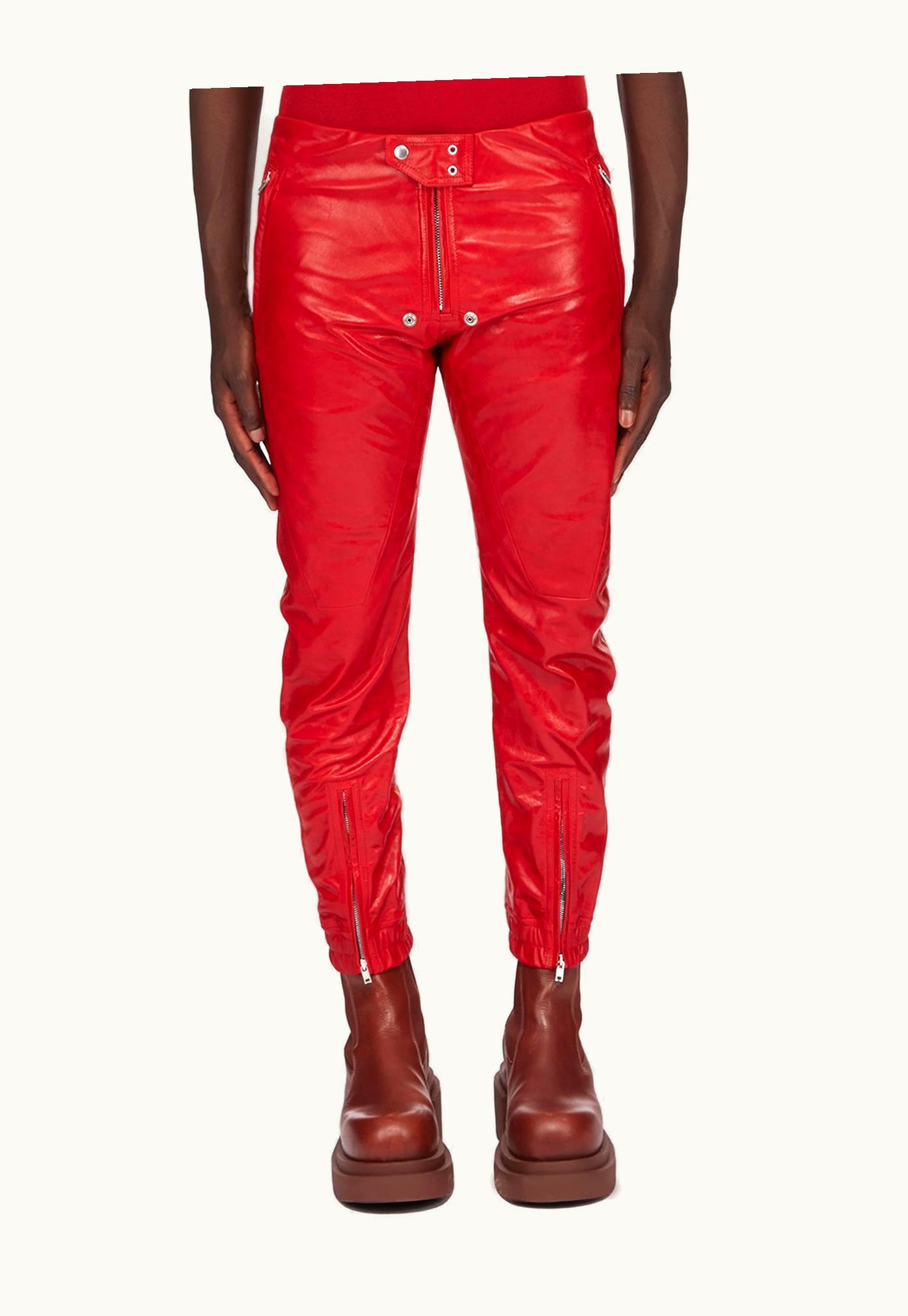 Rick Owens Rick Owens SS24 Lido Luxor Jogger In Cardinal Red Sugar Calf Leather
