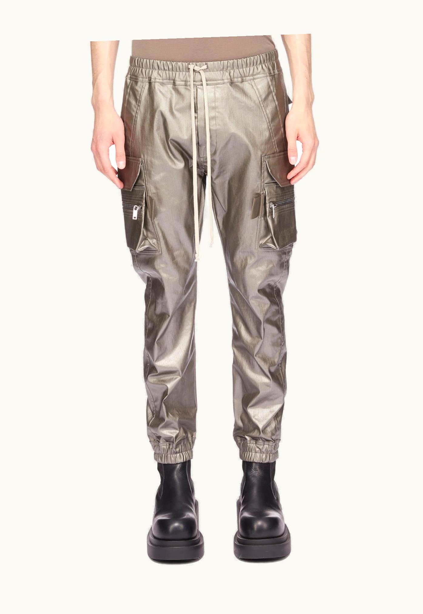 Rick Owens Rick Owens SS24 Lido Mastodon Cargo In Gun Metal Coated Stretch Denim