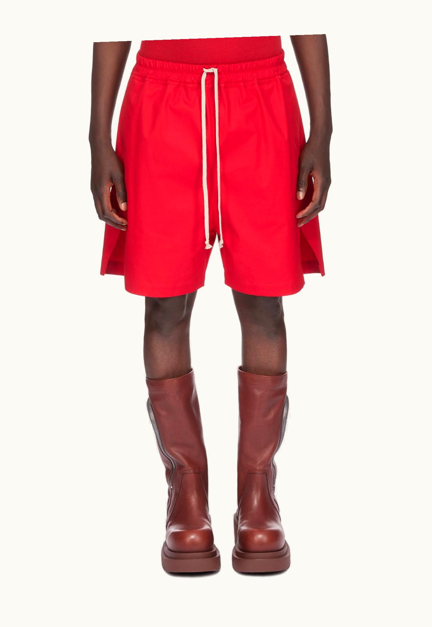 Rick Owens Rick Owens SS24 Lido Boxers In Cardinal Red Heavy Cotton Poplin