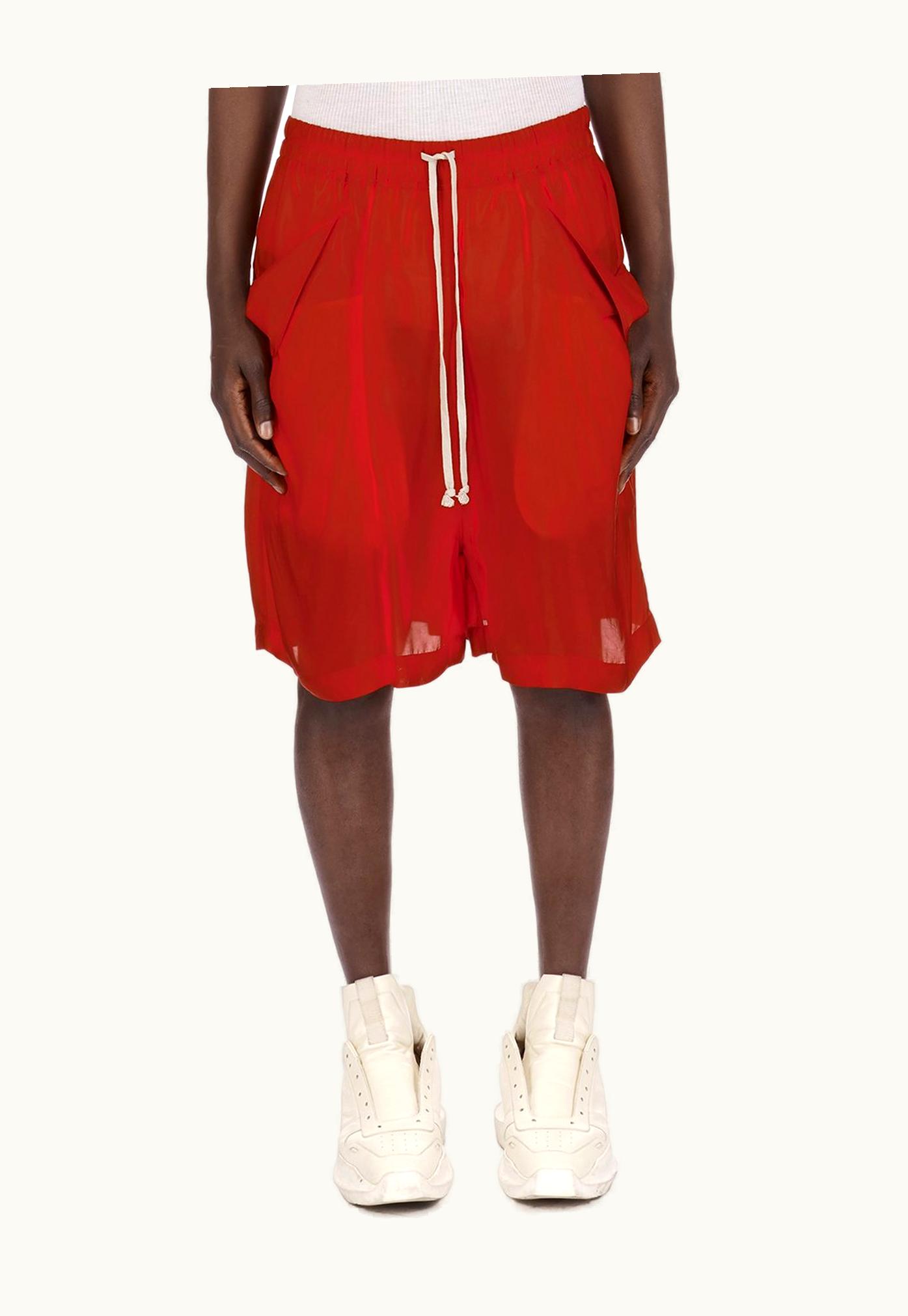Rick Owens Rick Owens SS24 Lido Lido Shorts In Cardinal Red Cupro Japonette