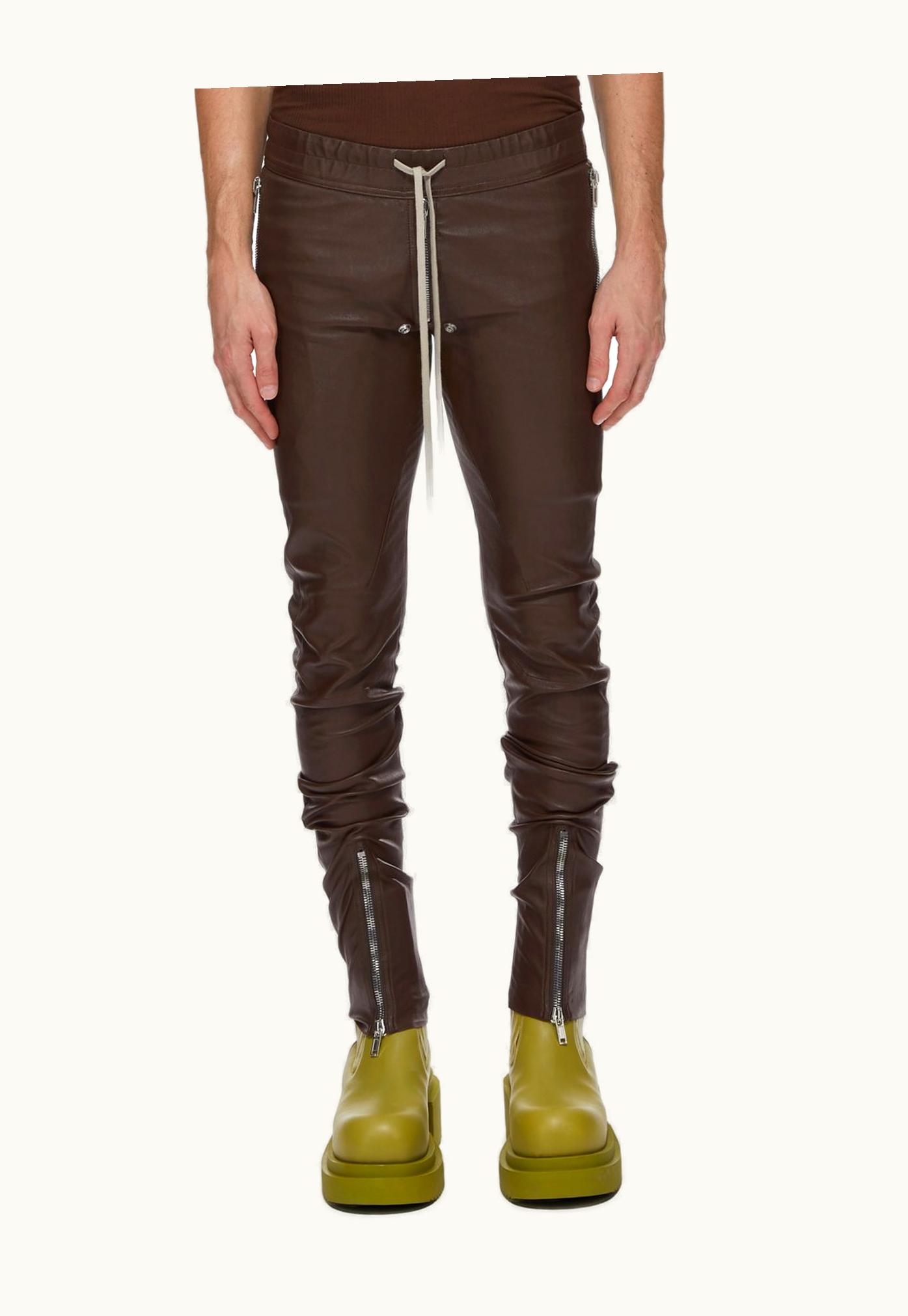 Rick Owens Rick Owens FW23 Luxor Tight Gary Pants In Brown Stretch Lamb Leather