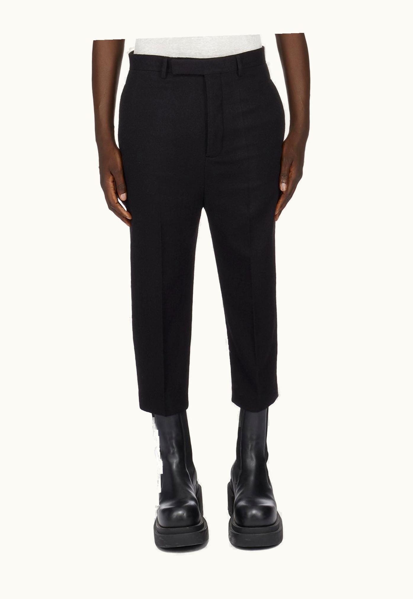 Rick Owens Rick Owens FW23 Luxor Astaires Cropped In Black Soft Wool Flannel