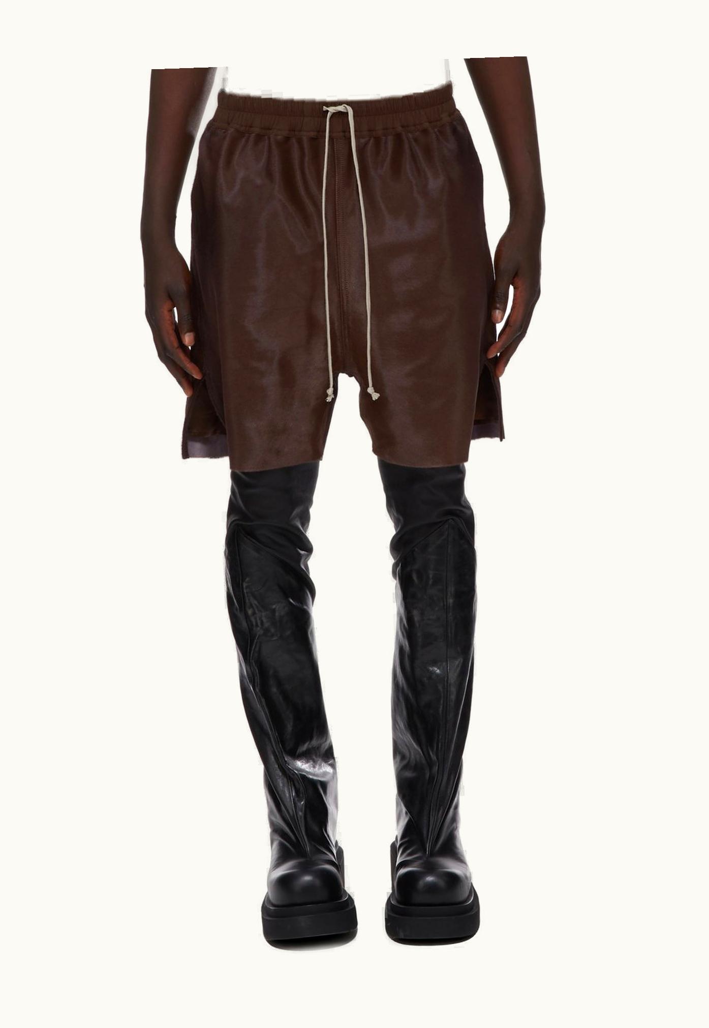 Rick Owens Rick Owens FW23 Luxor Boxers In Brown Soft Pony