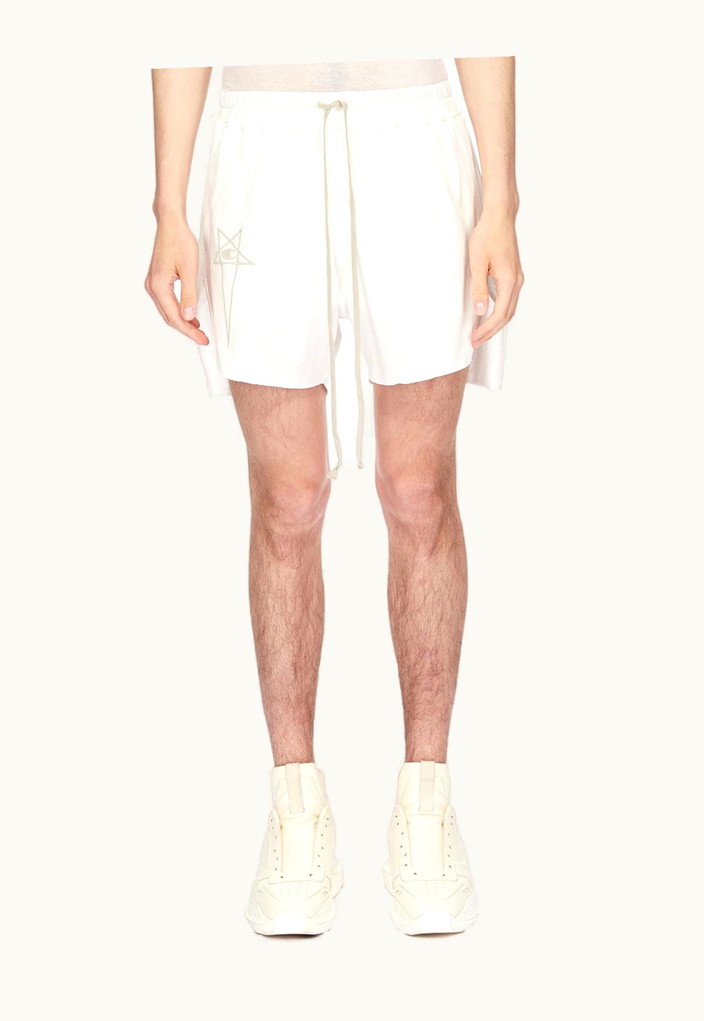 Rick Owens Champion X Rick Owens Dolphin Boxers In Milk White Medium Weight Cotton Jersey