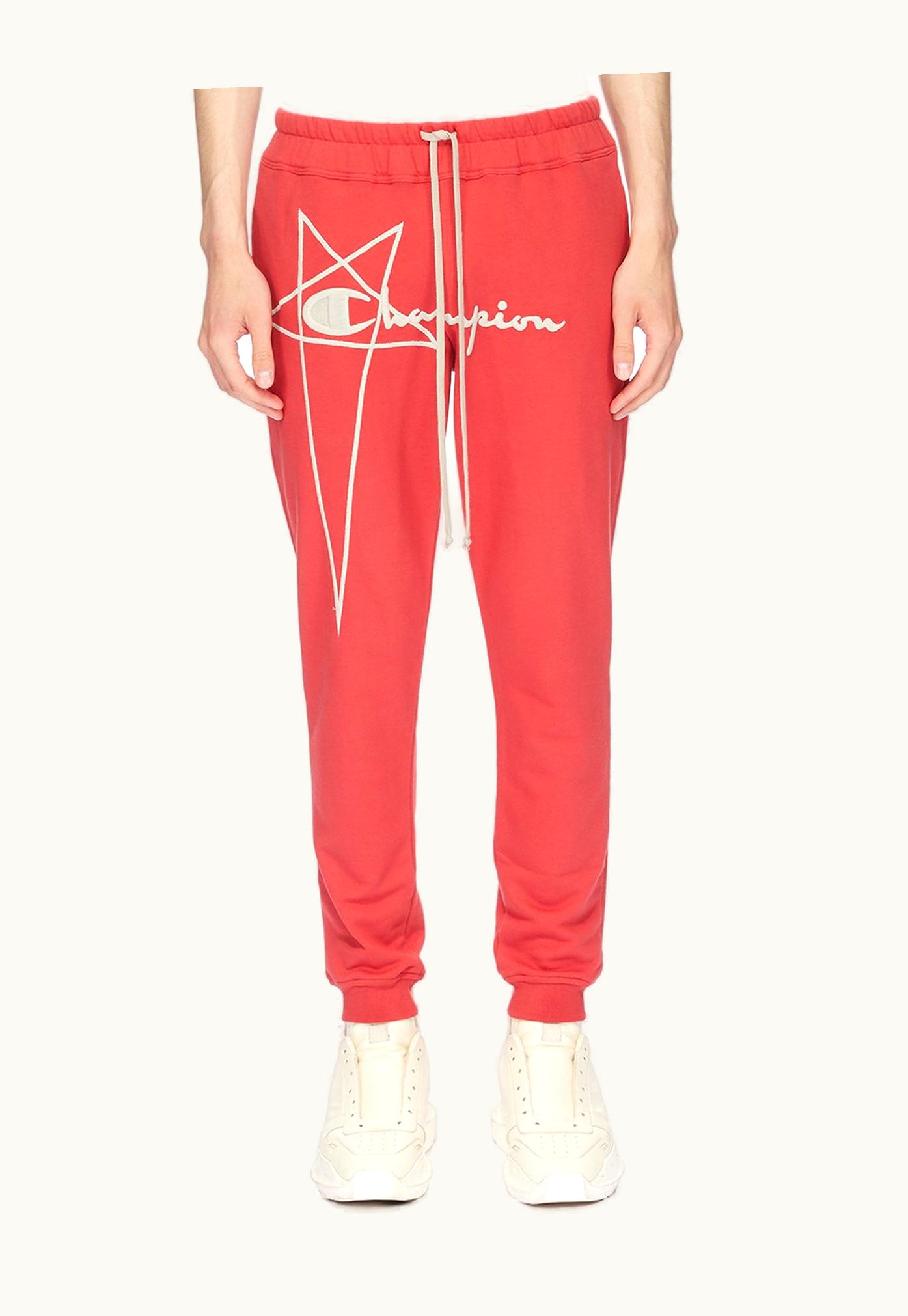 Rick Owens Champion X Rick Owens Joggers In Carnelian Red Compact Cotton Felpa
