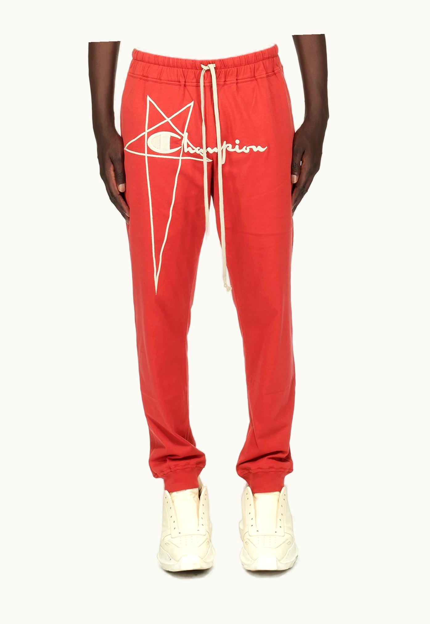 Rick Owens Champion X Rick Owens Prisoner Drawstring In Carnelian Red Compact Cotton Felpa