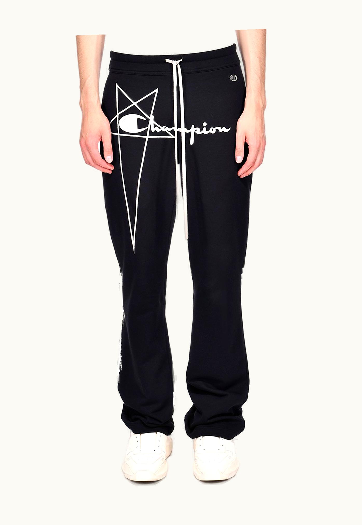 Rick Owens Champion X Rick Owens Dietrich Drawstring In Black Compact Cotton Felpa